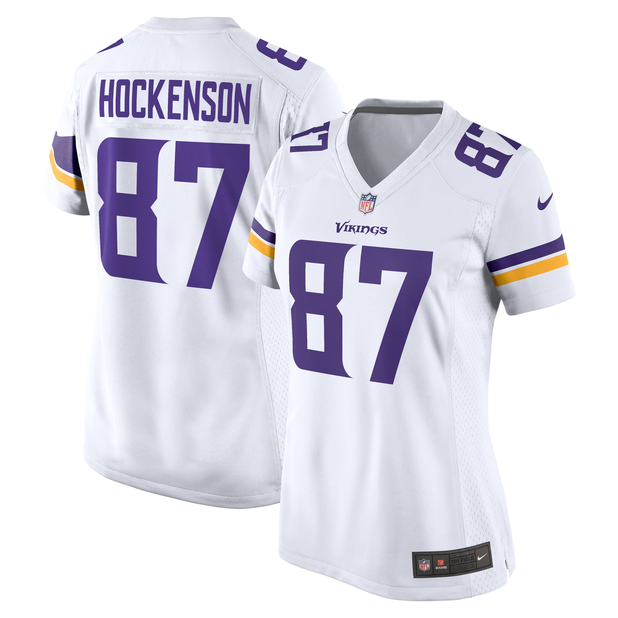Minnesota Vikings Nike Road Game Jersey – White – T.J. Hockenson – Womens