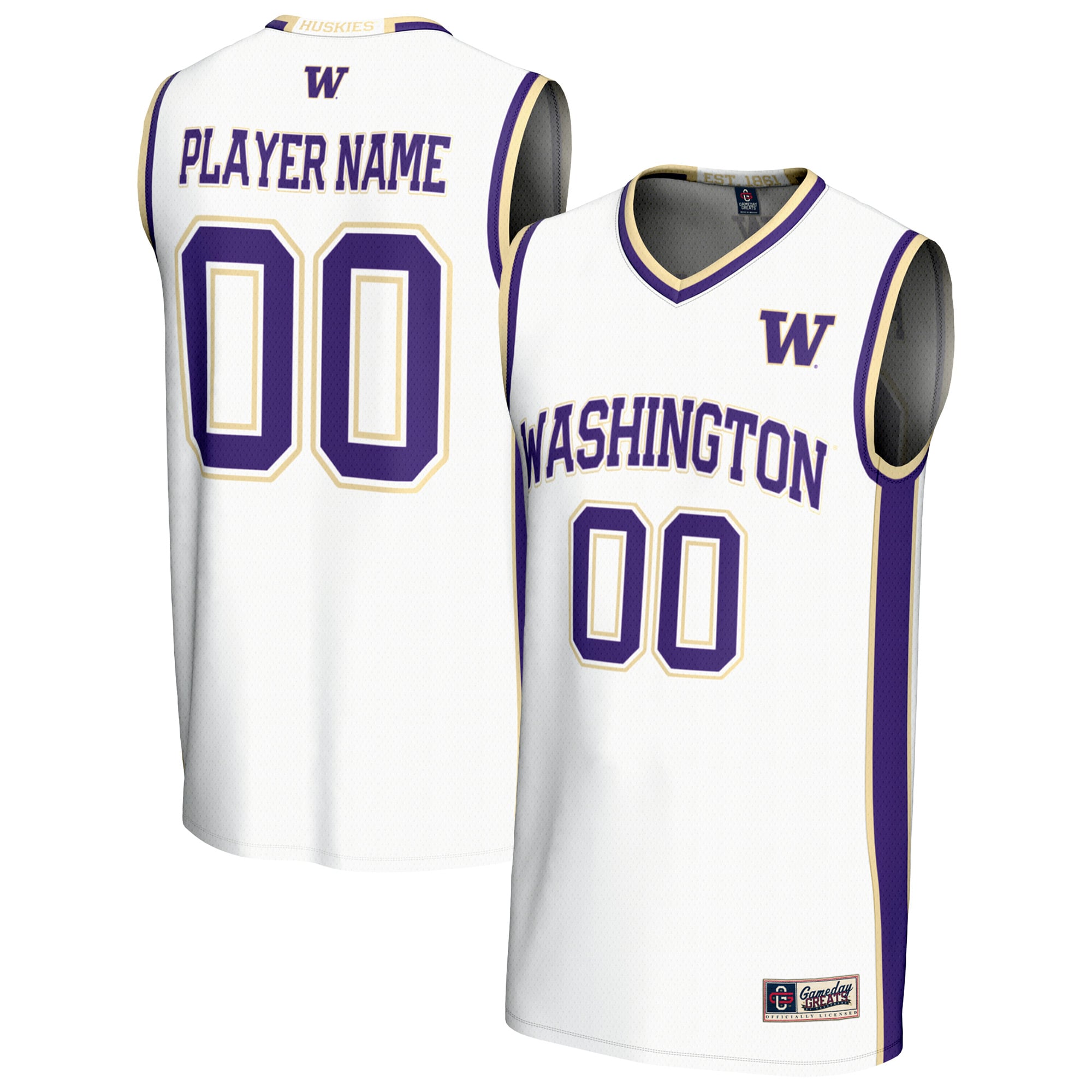 Men's GameDay Greats  White Washington Huskies NIL Pick-A-Player Lightweight Men's Basketball Fashion Jersey
