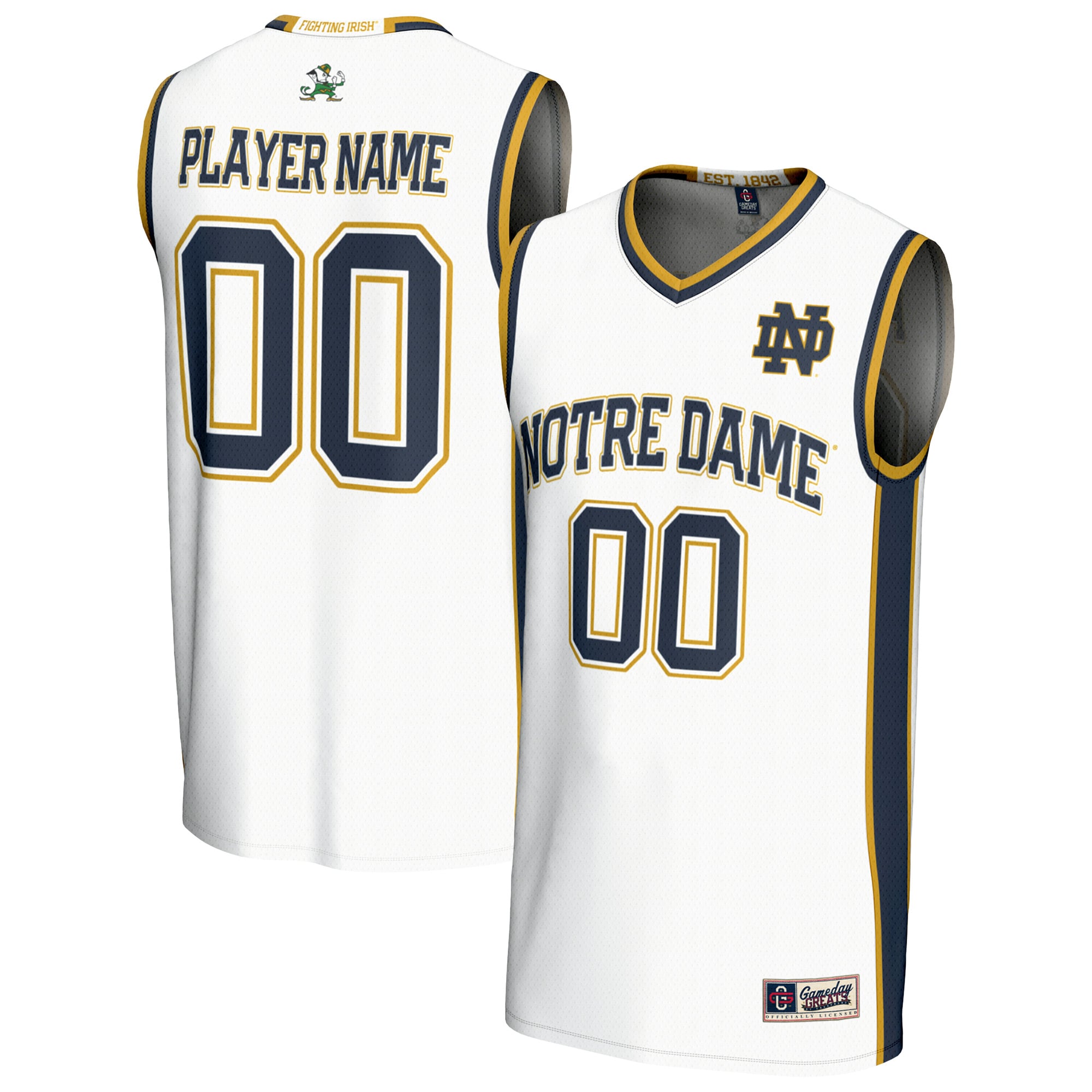 Youth GameDay Greats  White Notre Dame Fighting Irish NIL Pick-A-Player Lightweight Men's Basketball Jersey