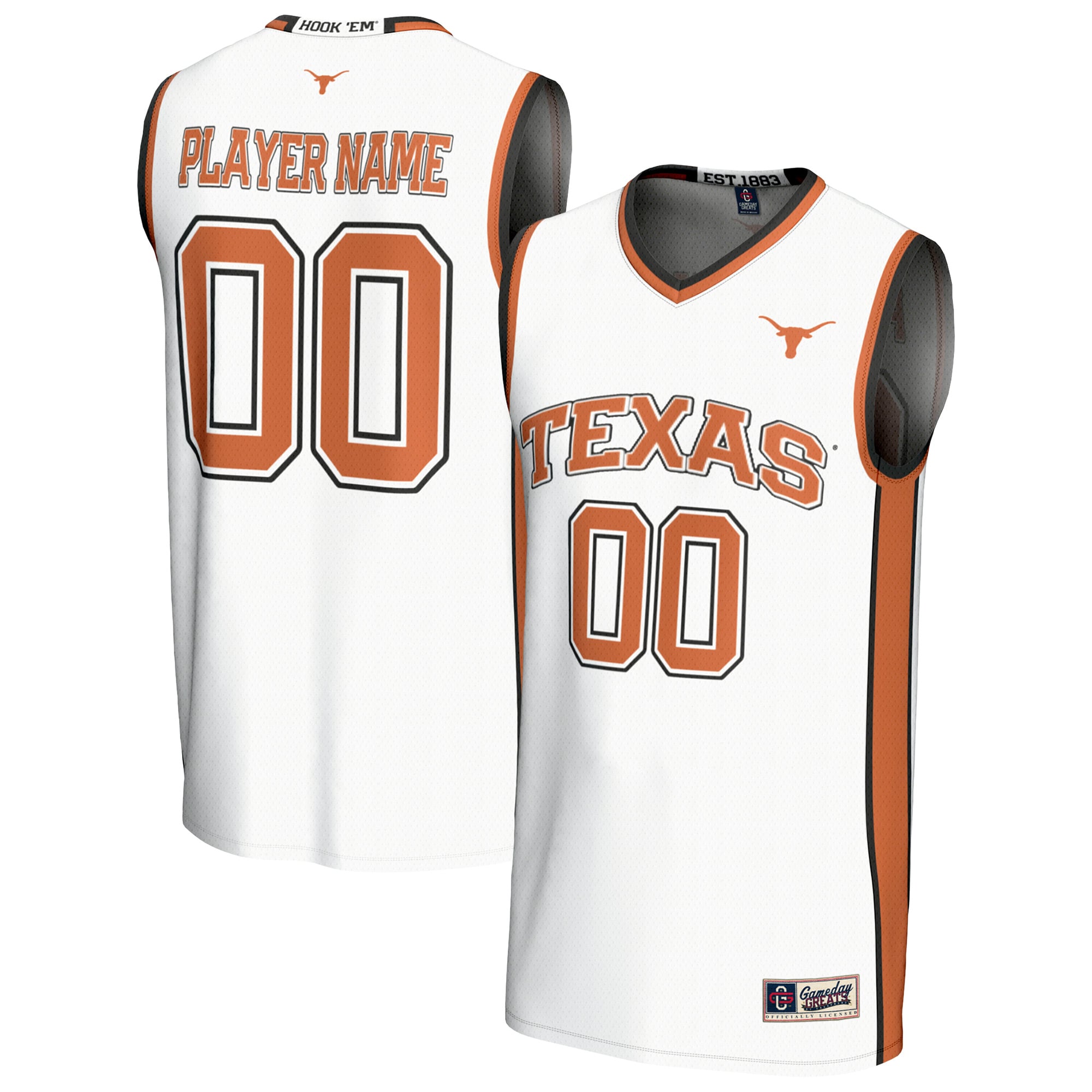 Youth GameDay Greats  White Texas Longhorns NIL Pick-A-Player Lightweight Men's Basketball Jersey
