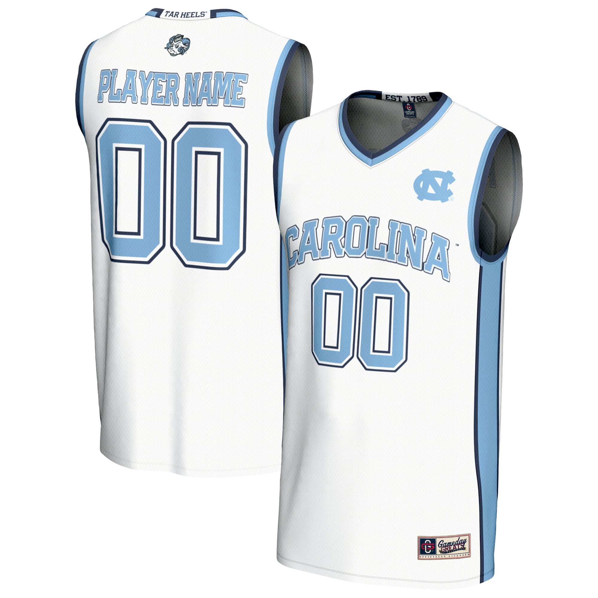 Youth GameDay Greats  White North Carolina Tar Heels NIL Pick-A-Player Lightweight Men's Basketball Jersey