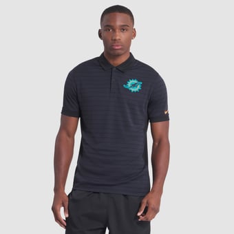 Men's Nike  Navy Miami Dolphins Rivalries Collection Sideline Victory Striped Dri-FIT Polo