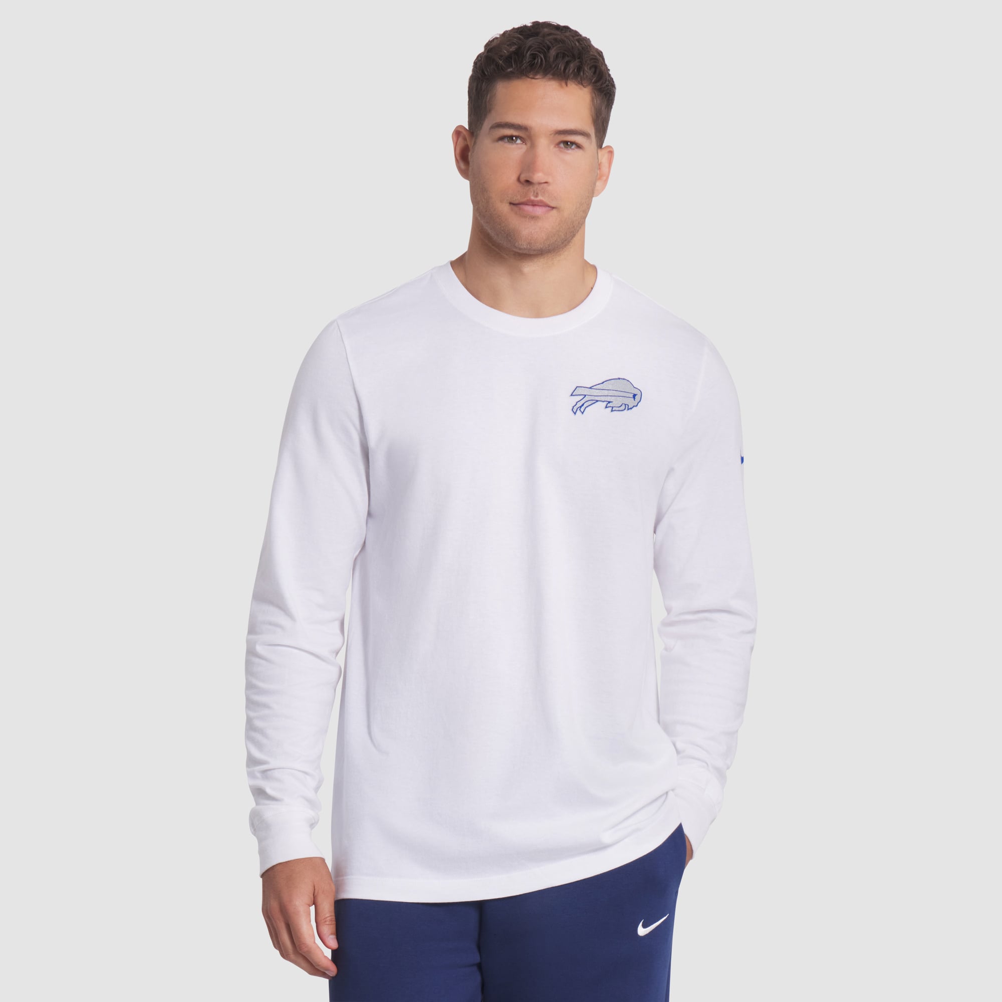 Men’s Nike White Buffalo Bills 2025 Rivalries Collection Essential Long Sleeve T-Shirt