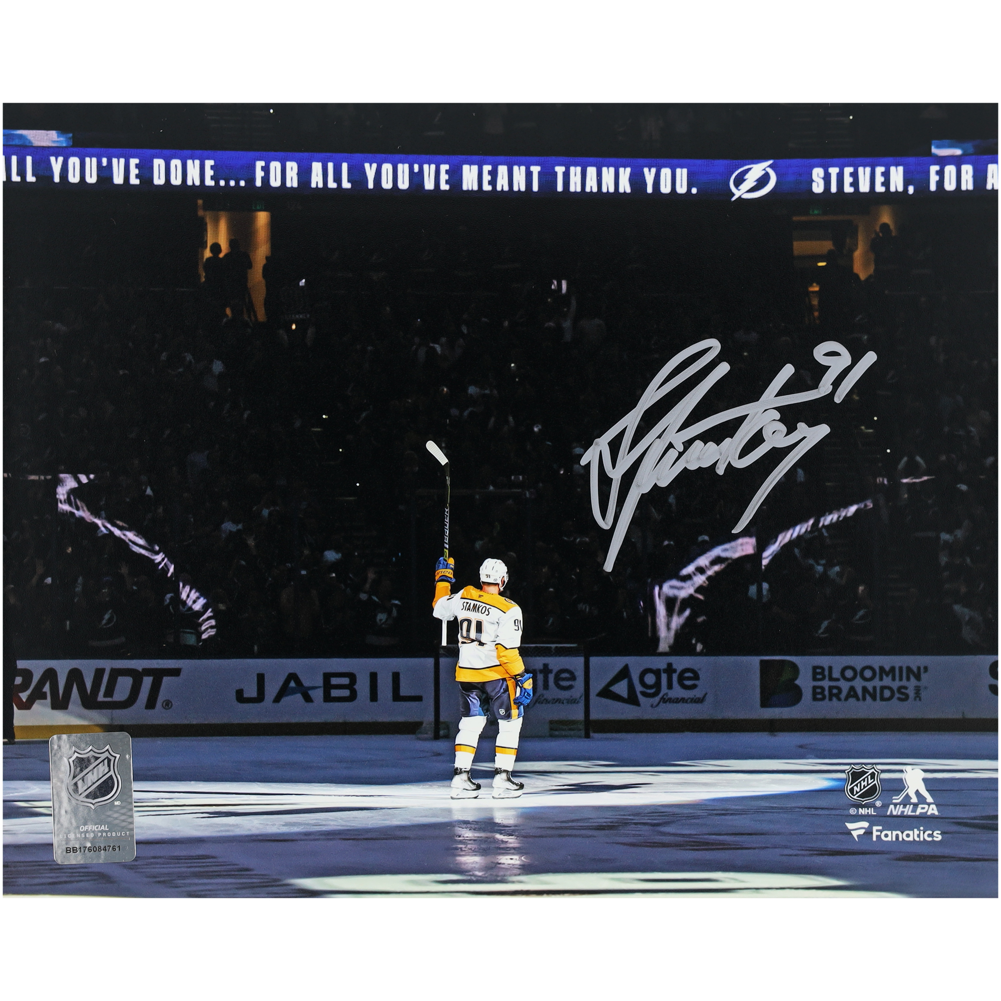 Steven Stamkos Nashville Predators Autographed 8″ x 10″ Return to Tampa Bay Crowd Salute Photograph Steven Stamkos Nashville Predators Autographed 8″ x 10″ Return to Tampa Bay Crowd Salute Photograph