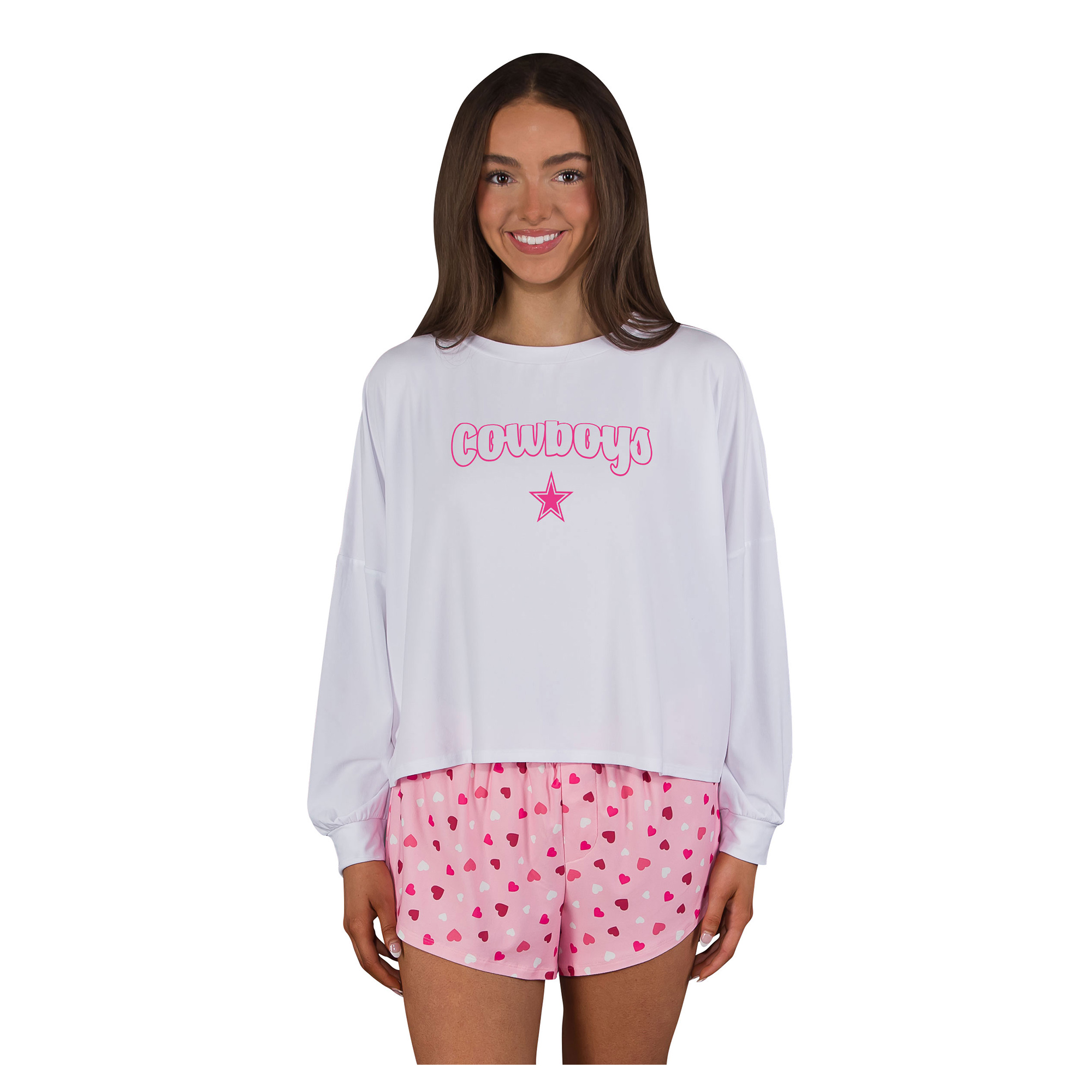 Women's Concepts Sport Pink Dallas Cowboys Long Sleeve Top & Short Set