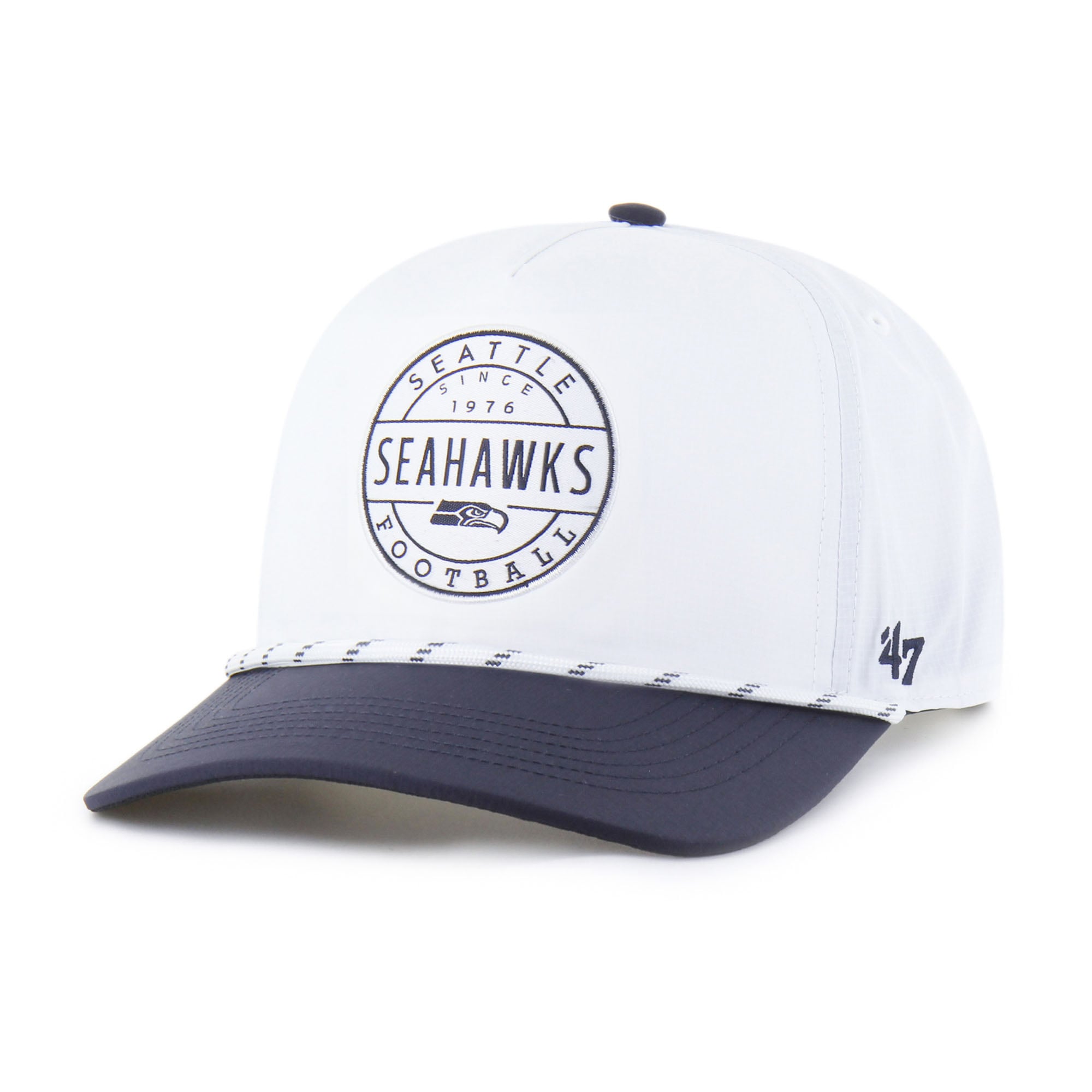 Men's '47 White/College Navy Seattle Seahawks Suburbia Hitch Two-Tone Adjustable Hat