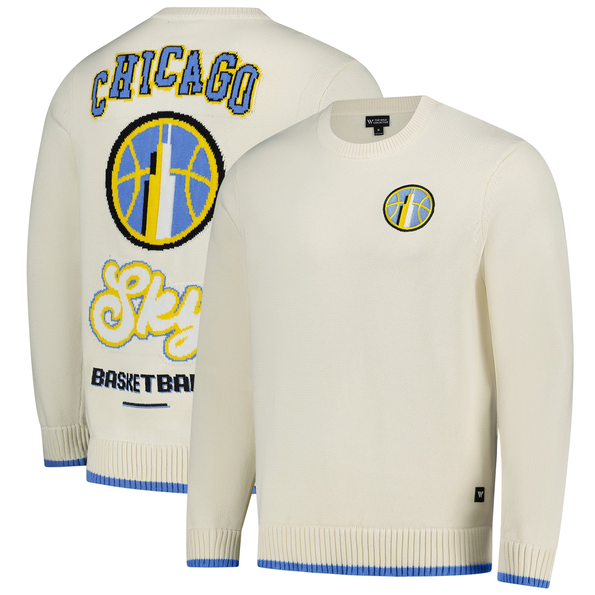 Unisex The Wild Collective  Cream Chicago Sky Jacquard Pullover Sweater