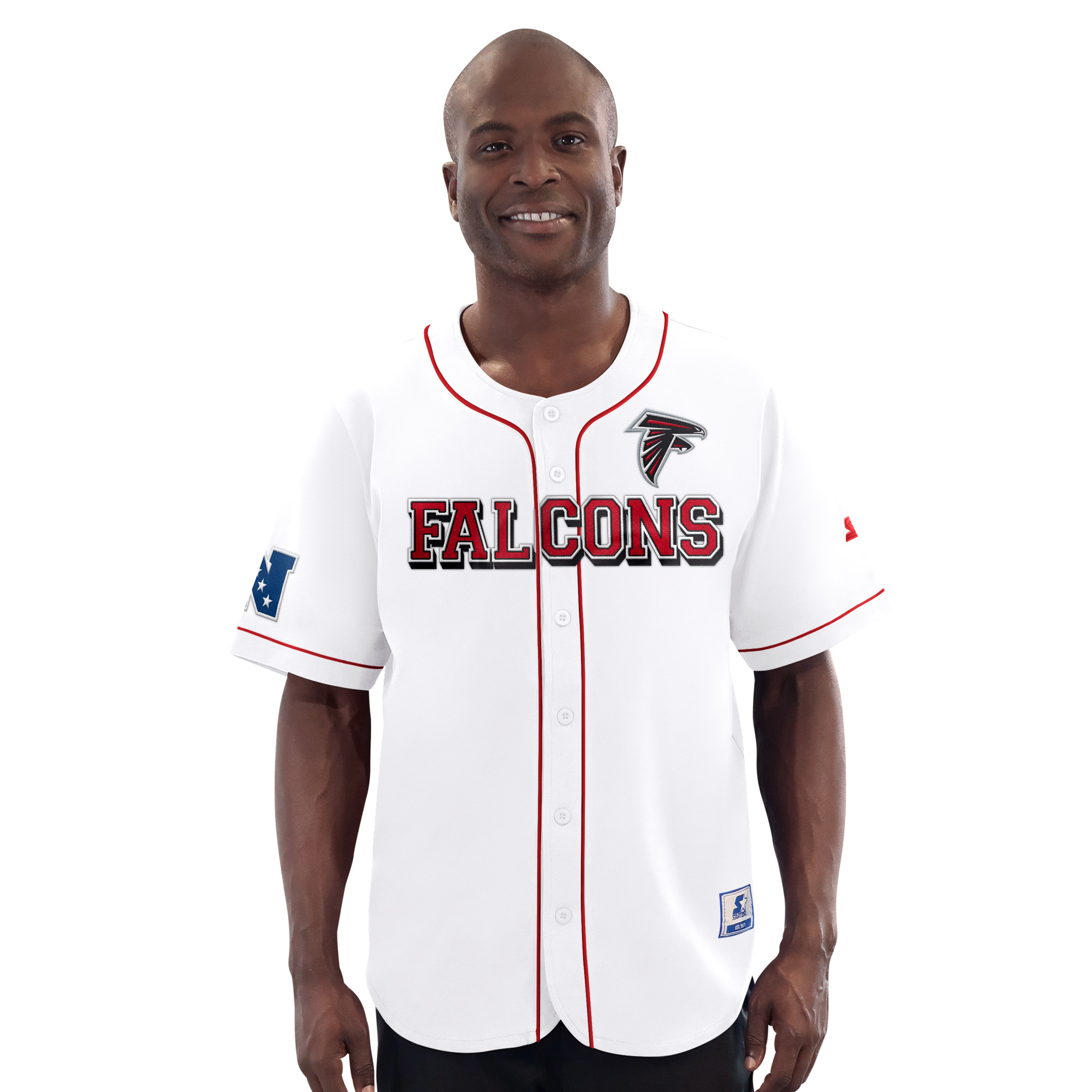 Men's Starter White Atlanta Falcons Relay Full-Button Baseball Jersey