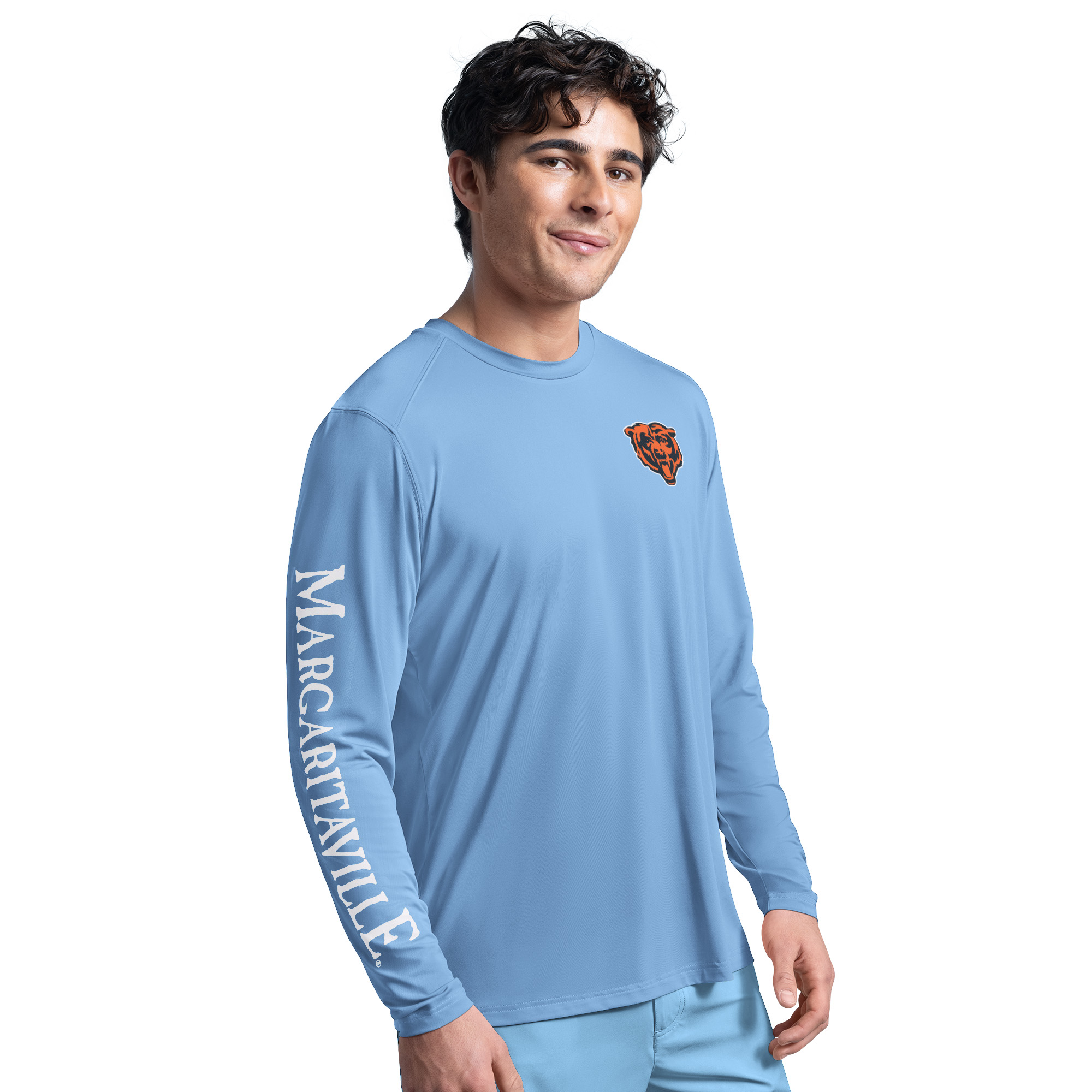 Men's G-III Sports by Carl Banks Light Blue Chicago Bears Margaritaville Rock Harbor Long Sleeve Rashguard Top