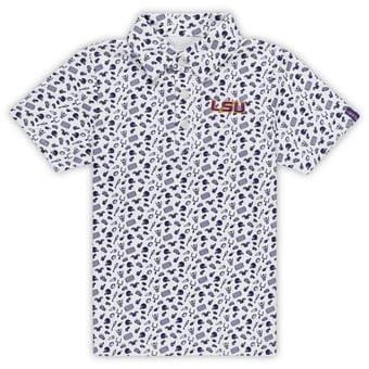 Toddler Garb White LSU Tigers Tom Allover Print Performance Polo