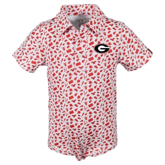 Infant Garb White Georgia Bulldogs Tom Allover Print Performance Polo Bodysuit