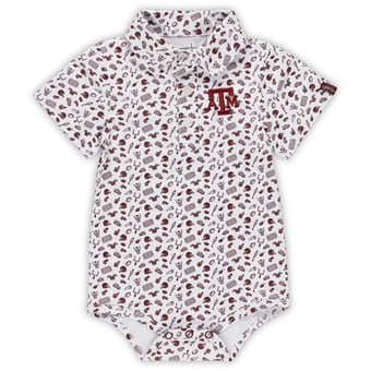 Infant Garb White Texas A&M Aggies Tom Allover Print Performance Polo Bodysuit