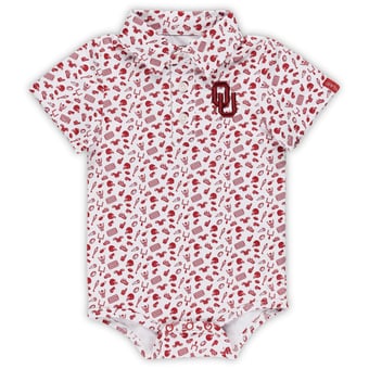 Infant Garb White Oklahoma Sooners Tom Allover Print Performance Polo Bodysuit