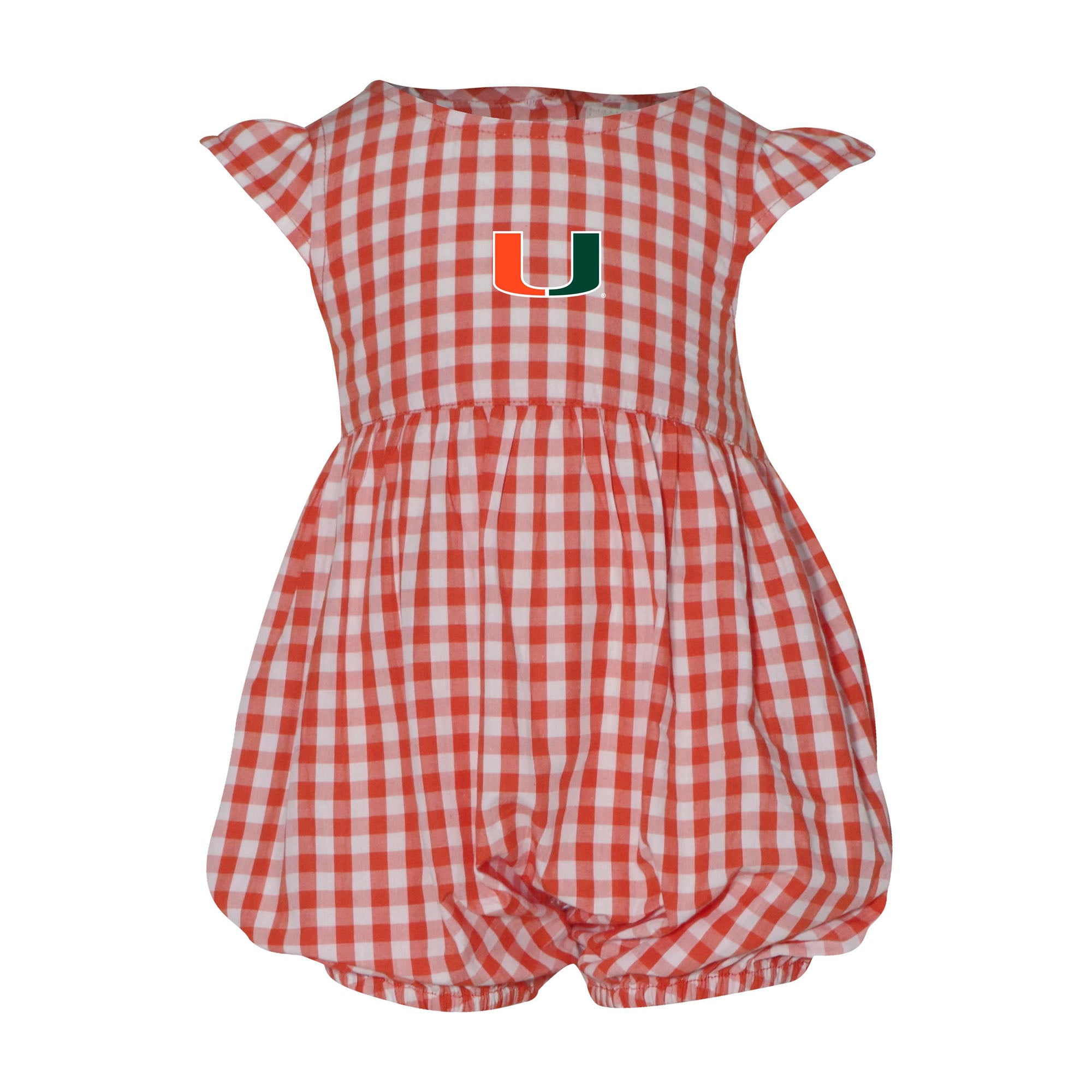 Girl's Infant Garb Orange Miami Hurricanes Cara Gingham Ruffled Bodysuit