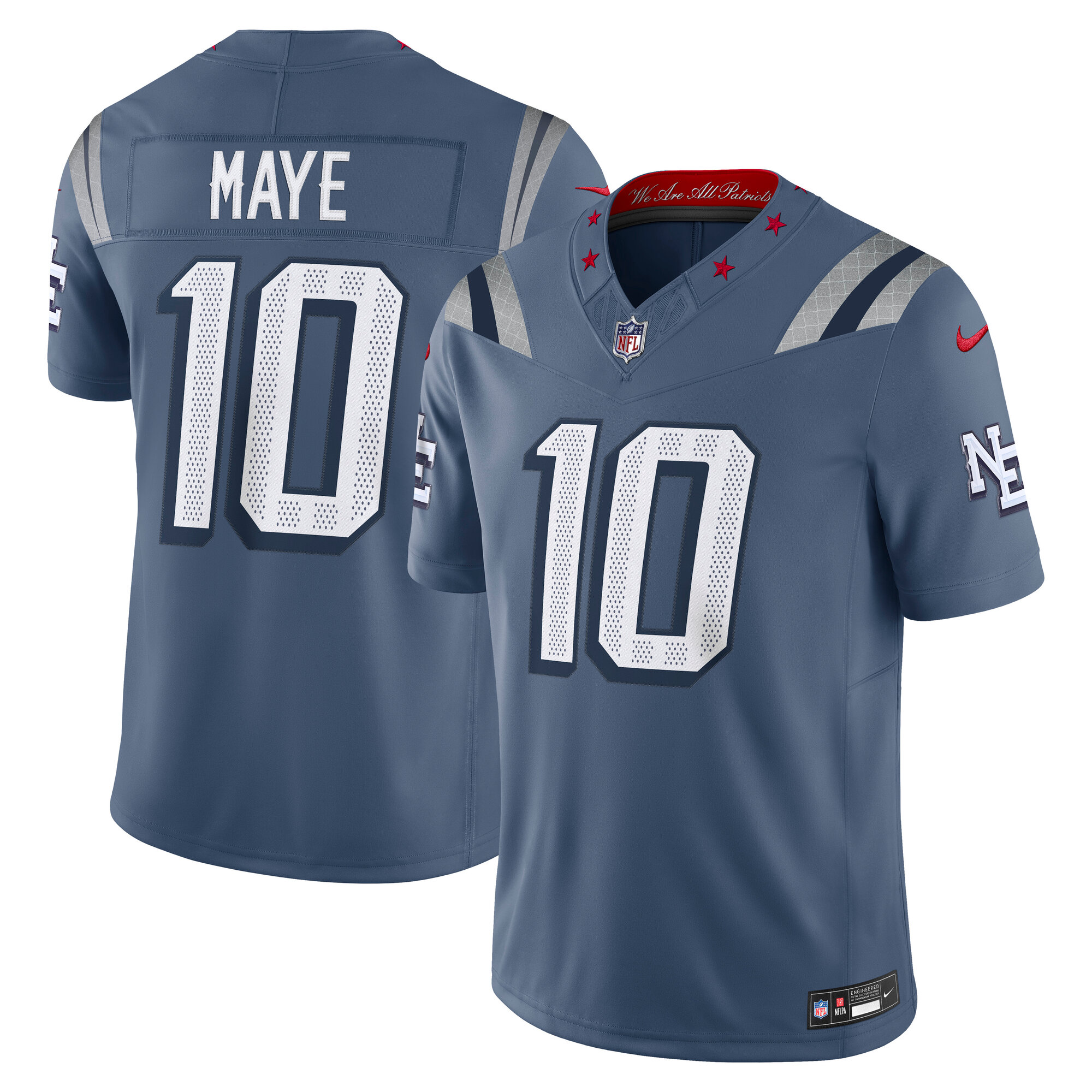 Men's Nike Drake Maye Blue New England Patriots Rivalries Collection Stitched Limited Jersey