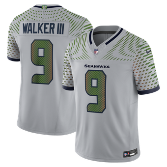 Men's Nike Kenneth Walker III Wolf Gray Seattle Seahawks 2025 Rivalries Collection Stitched Limited Jersey