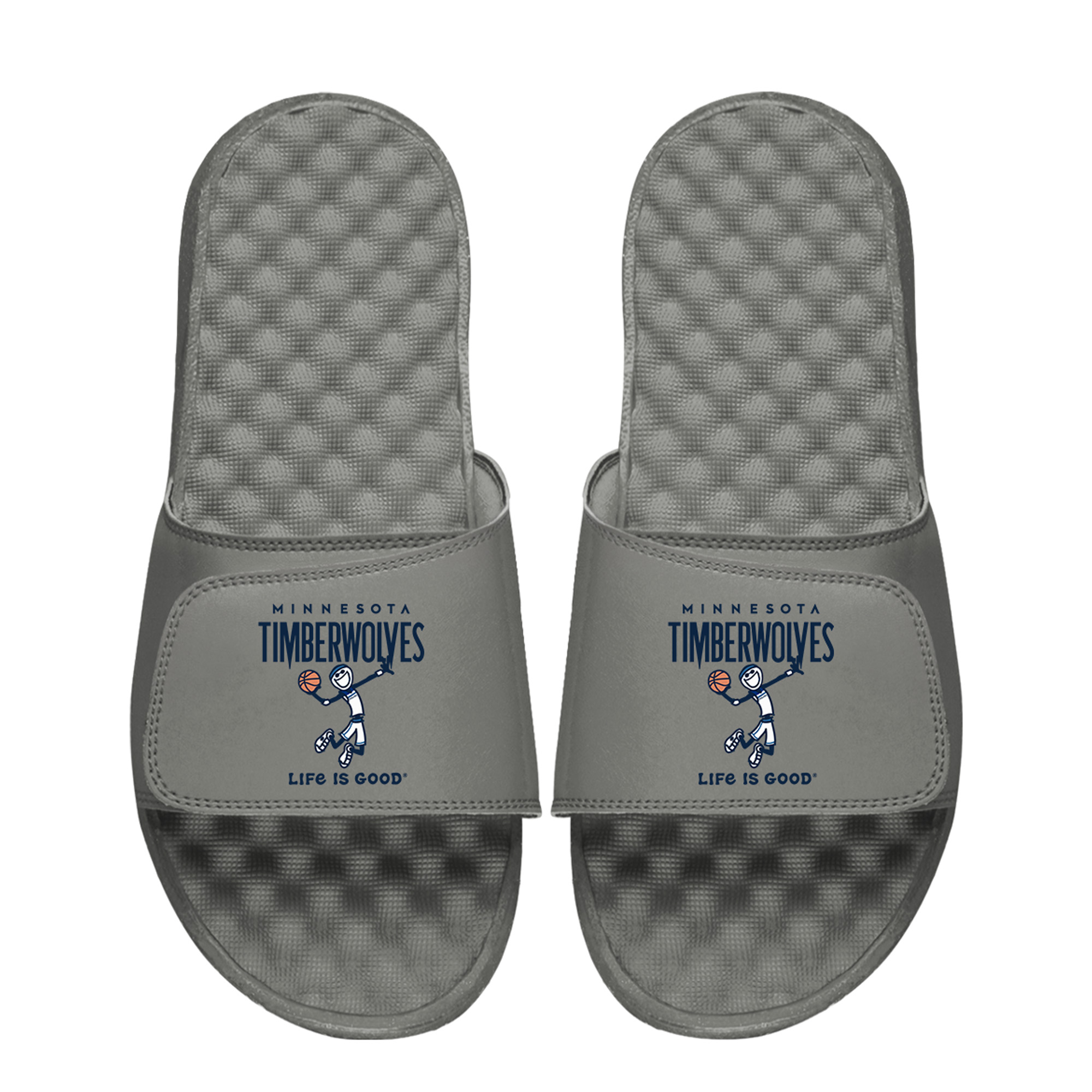 ISlide  Gray Minnesota Timberwolves Life is Good Slide Sandals