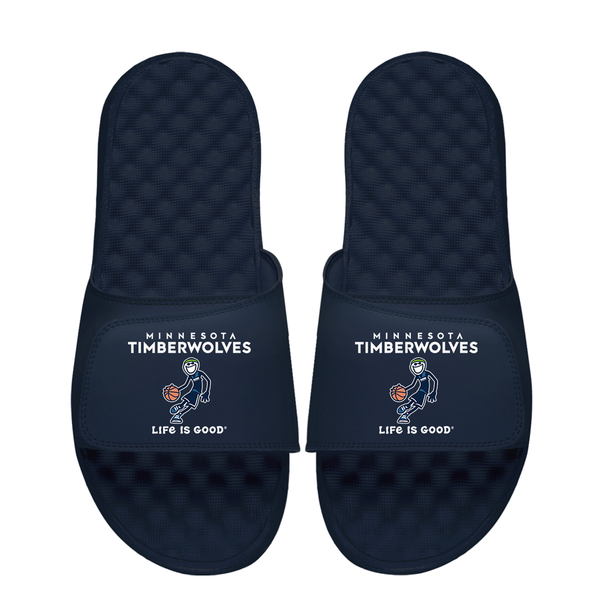 ISlide Navy Minnesota Timberwolves Life is Good Slide Sandals