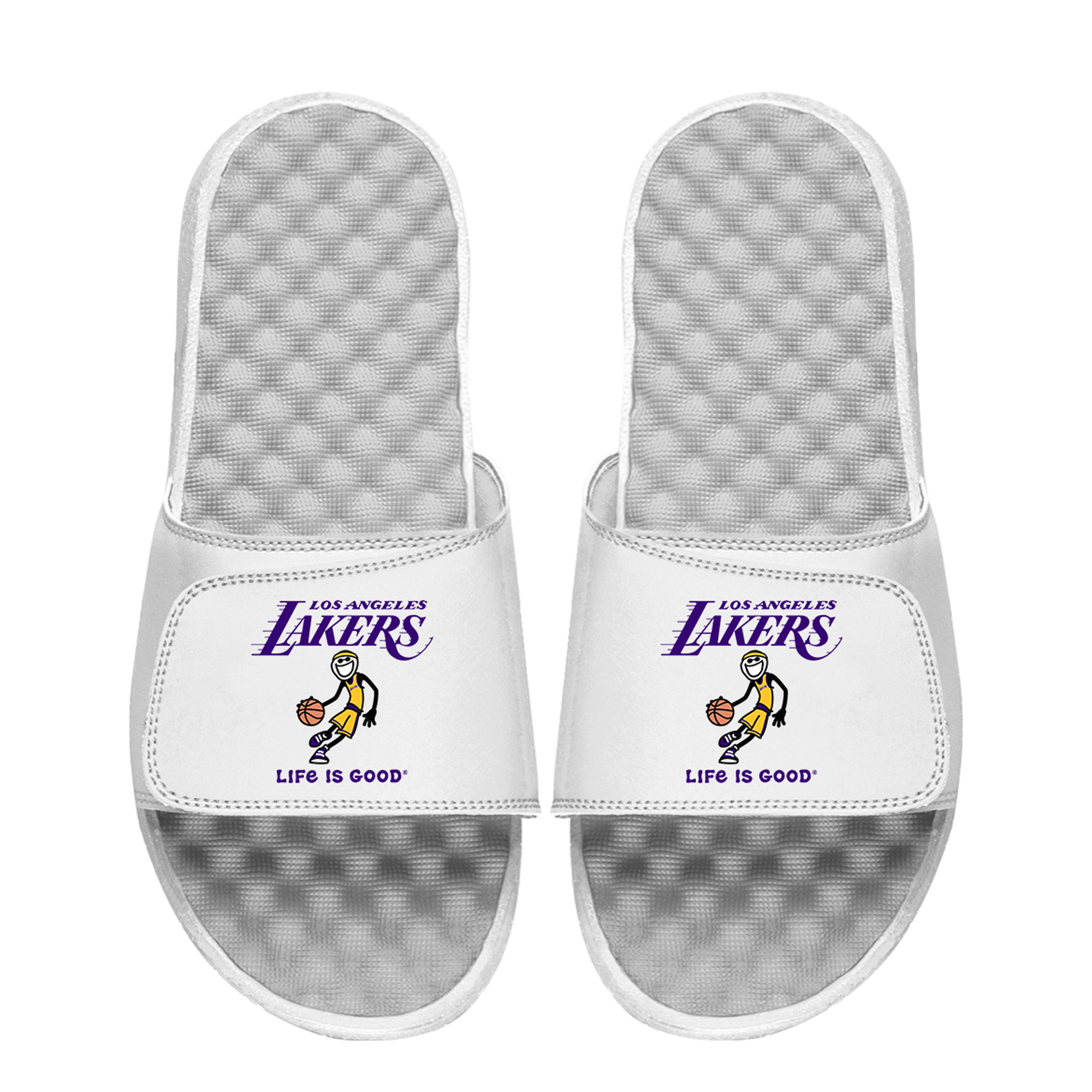 Youth ISlide  White Los Angeles Lakers Life Is Good Slide Sandals