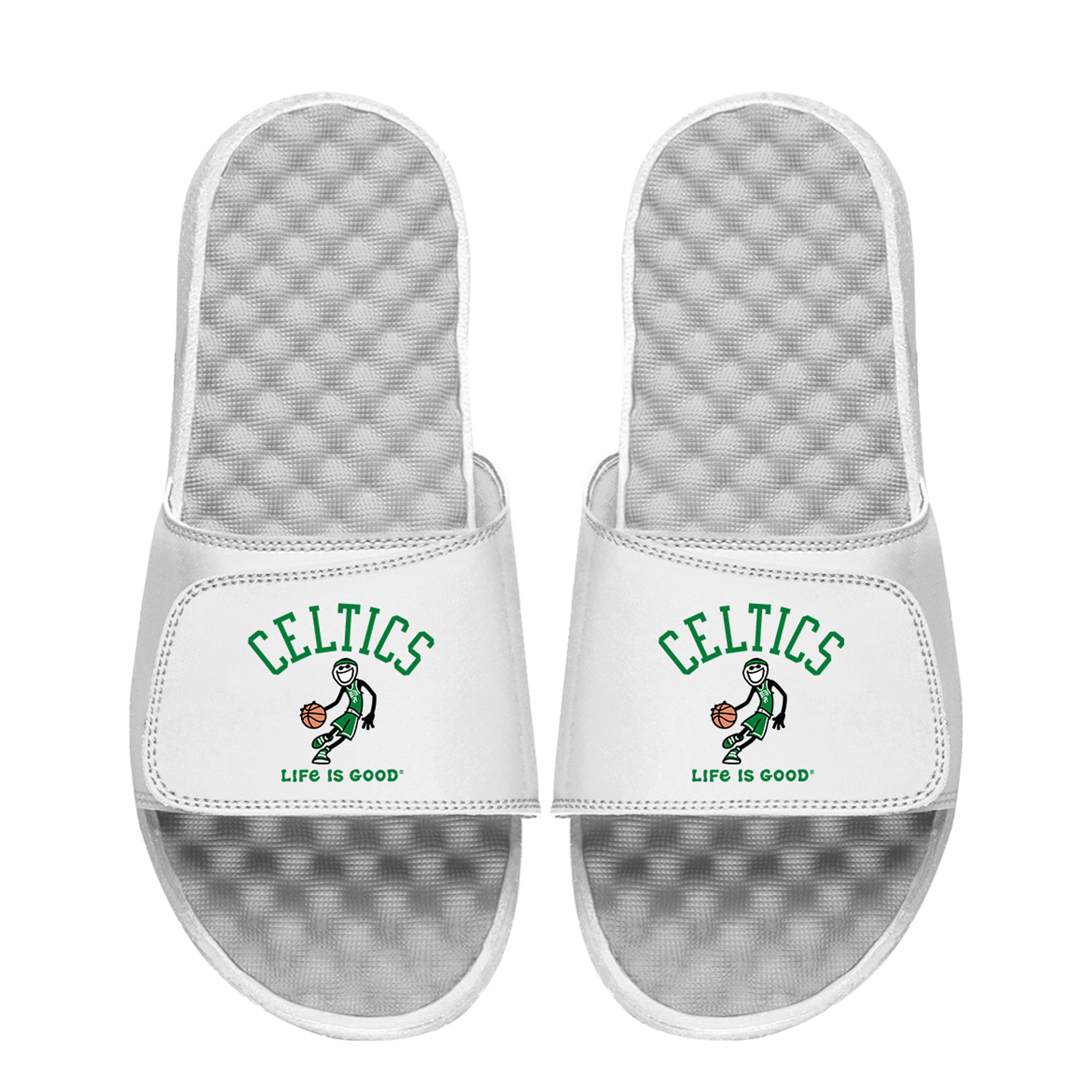 Youth ISlide  White Boston Celtics Life Is Good Slide Sandals