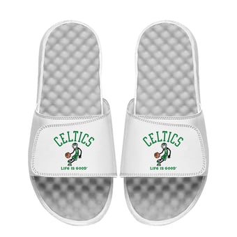 Youth ISlide  White Boston Celtics Life Is Good Slide Sandals