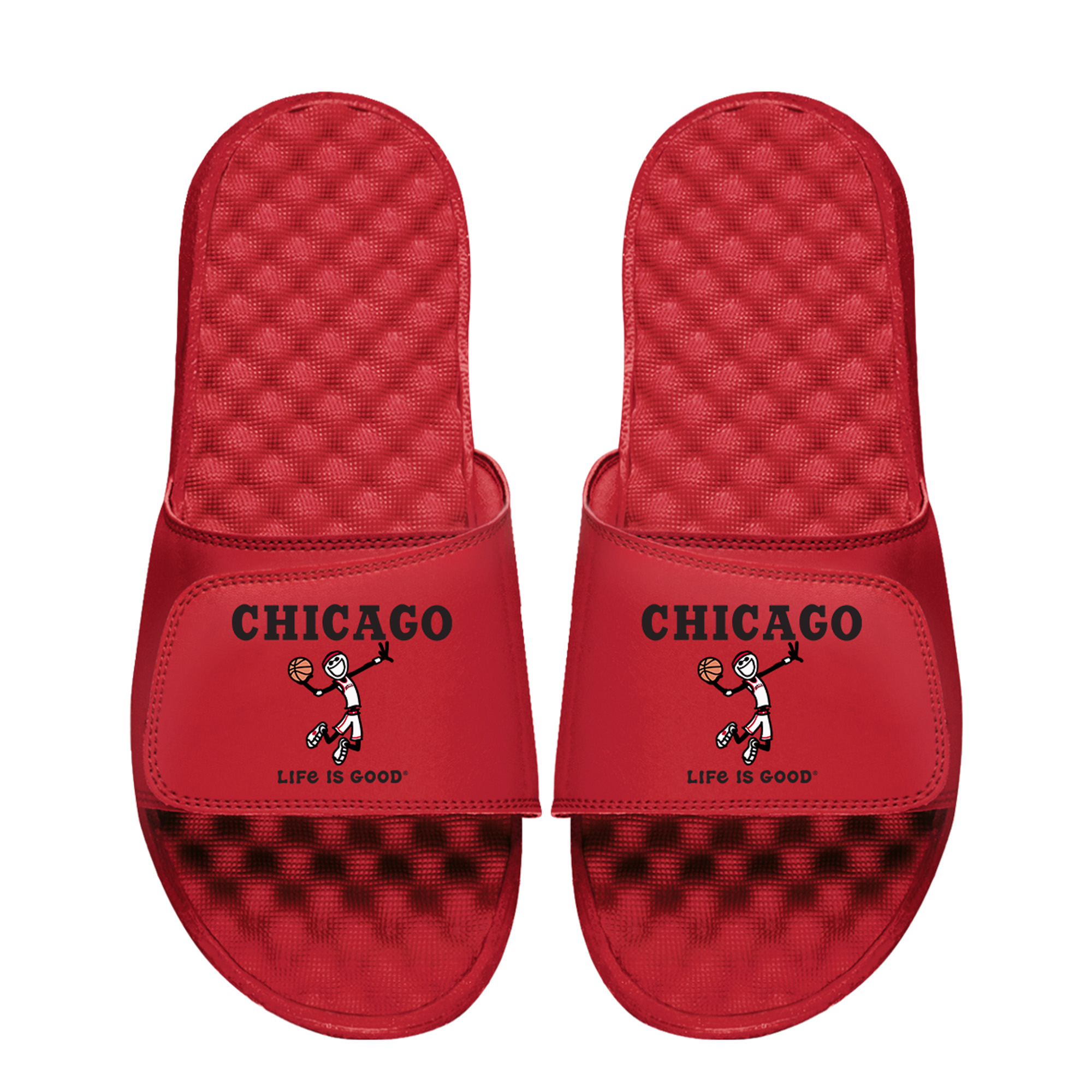 Youth ISlide Red Chicago Bulls Life Is Good Slide Sandals