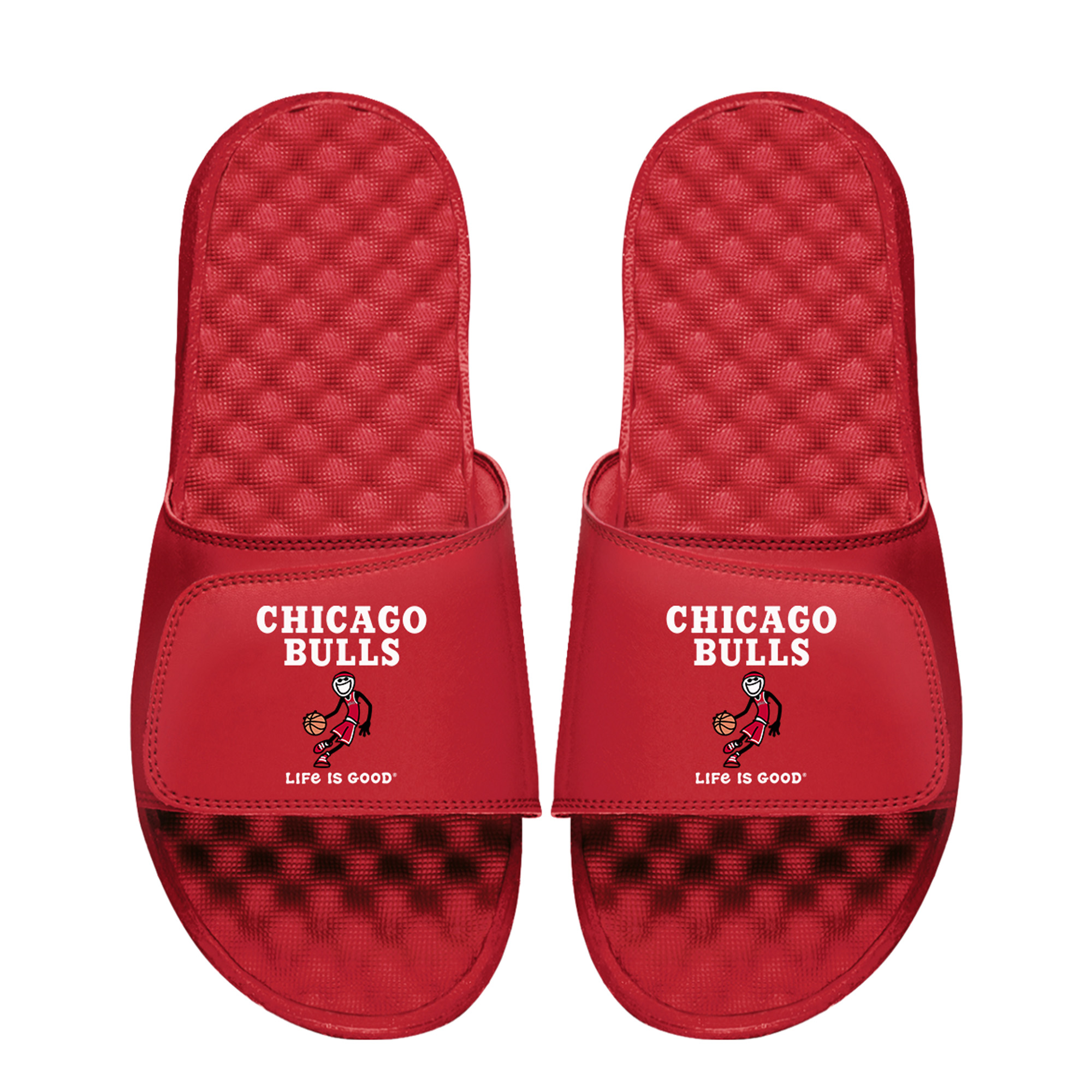 Youth ISlide Red Chicago Bulls Life Is Good Slide Sandals