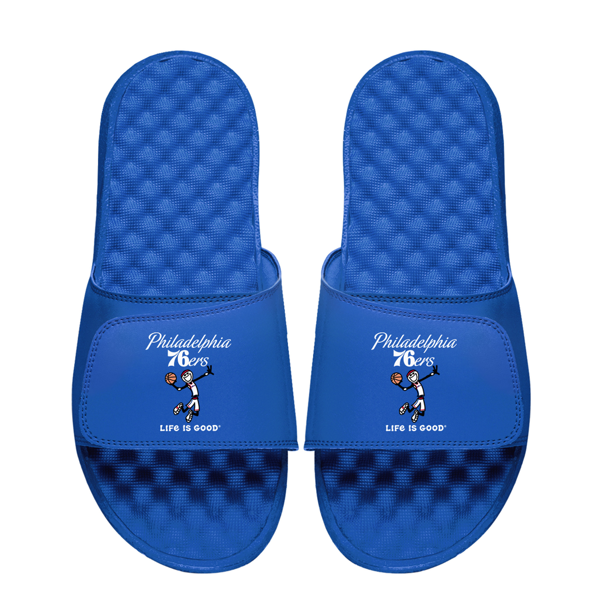 Youth ISlide Royal Philadelphia 76ers Life Is Good Slide Sandals