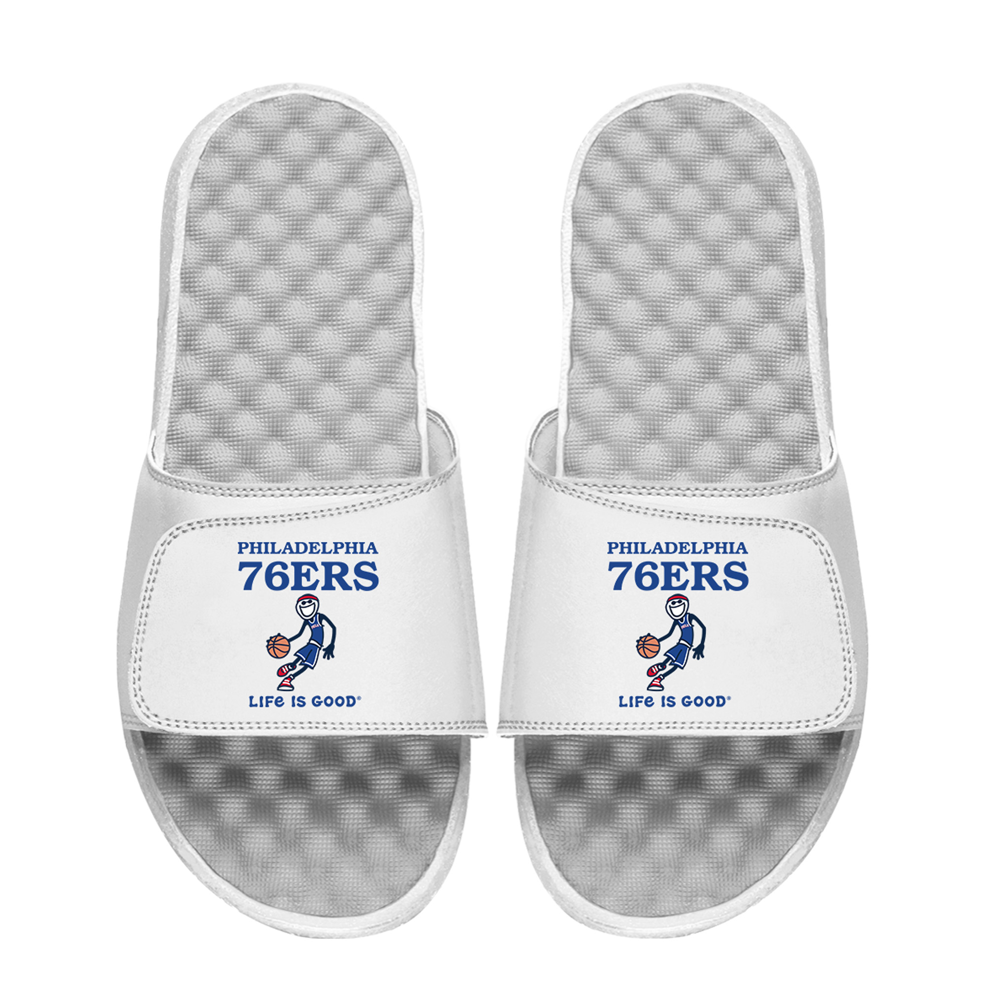 Youth ISlide  White Philadelphia 76ers Life Is Good Slide Sandals