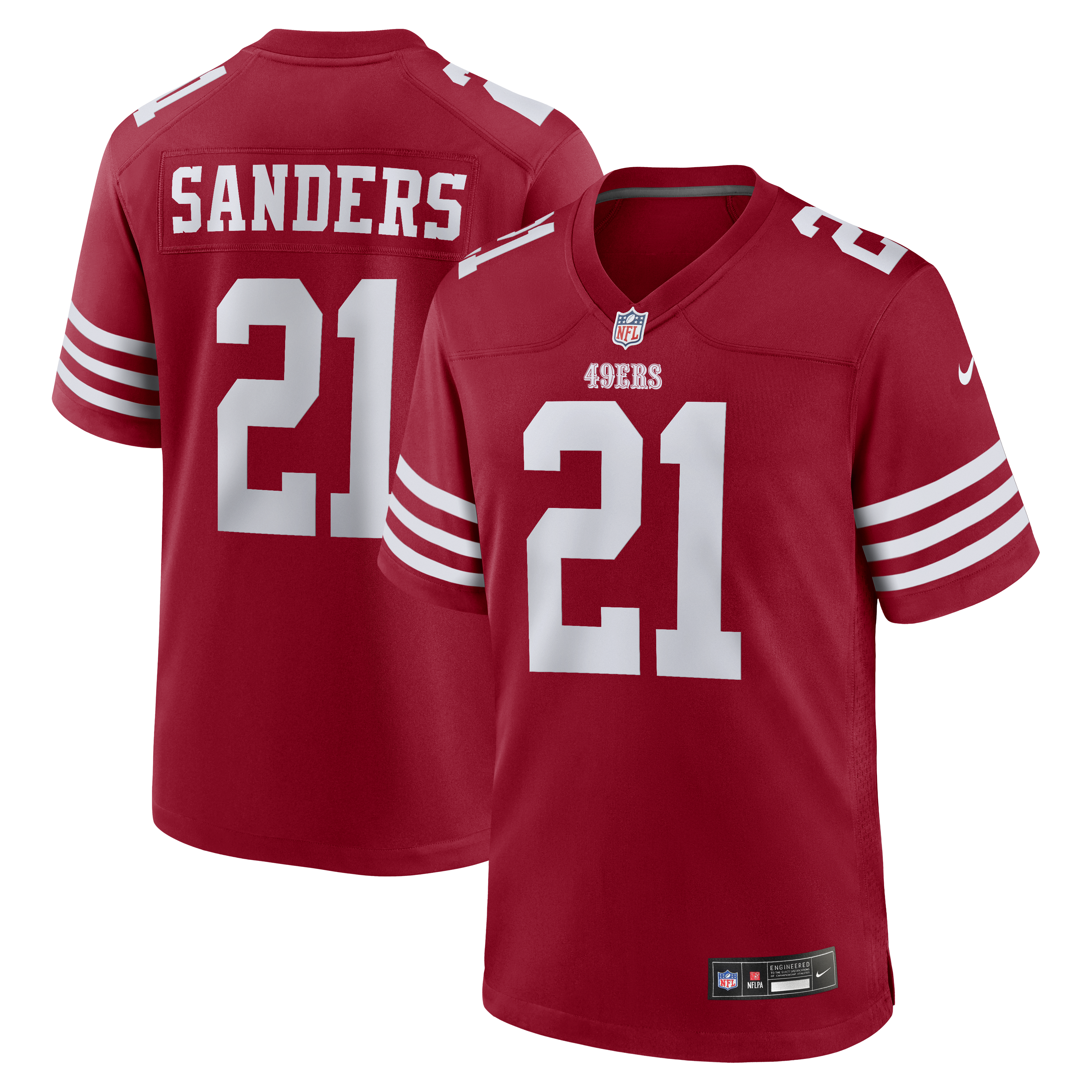 Men's Nike Deion Sanders Scarlet San Francisco 49ers Team Retired Player Game Jersey