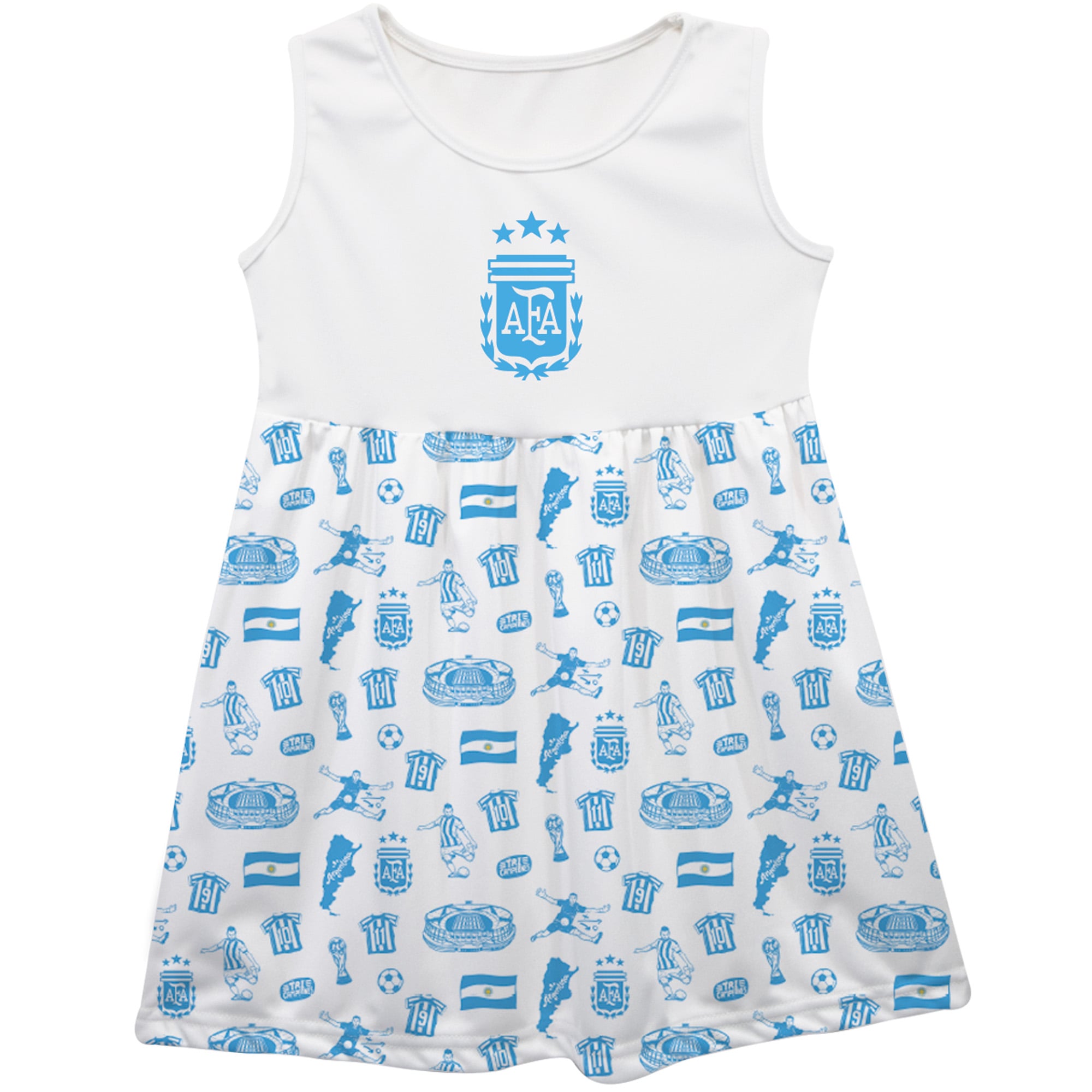 Girls Toddler Vive La Fete White Argentina National Team Impressions Artwork Tank Top Dress