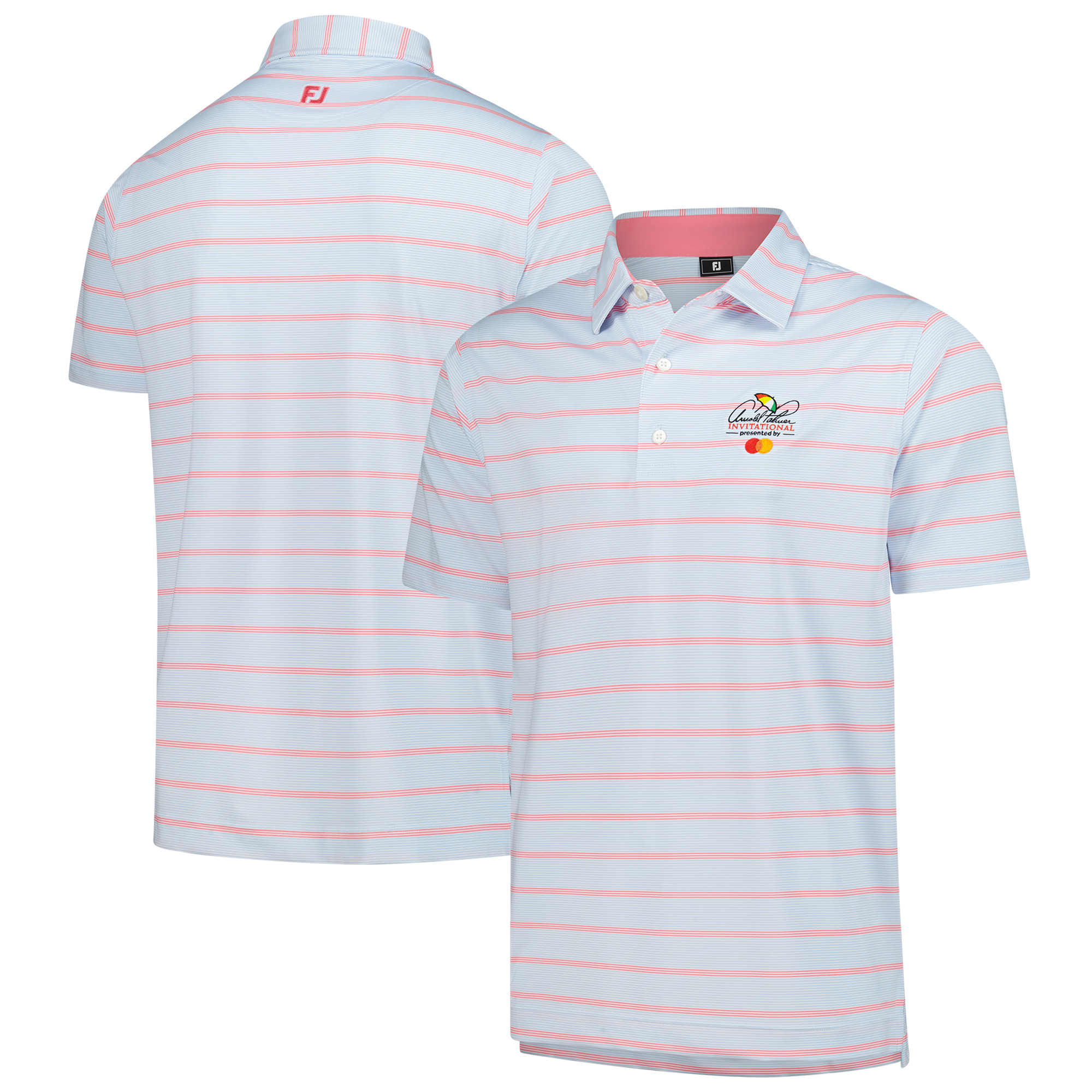 Men's FootJoy  White Arnold Palmer Invitational ProDry Multi Pinstripe Lisle Polo
