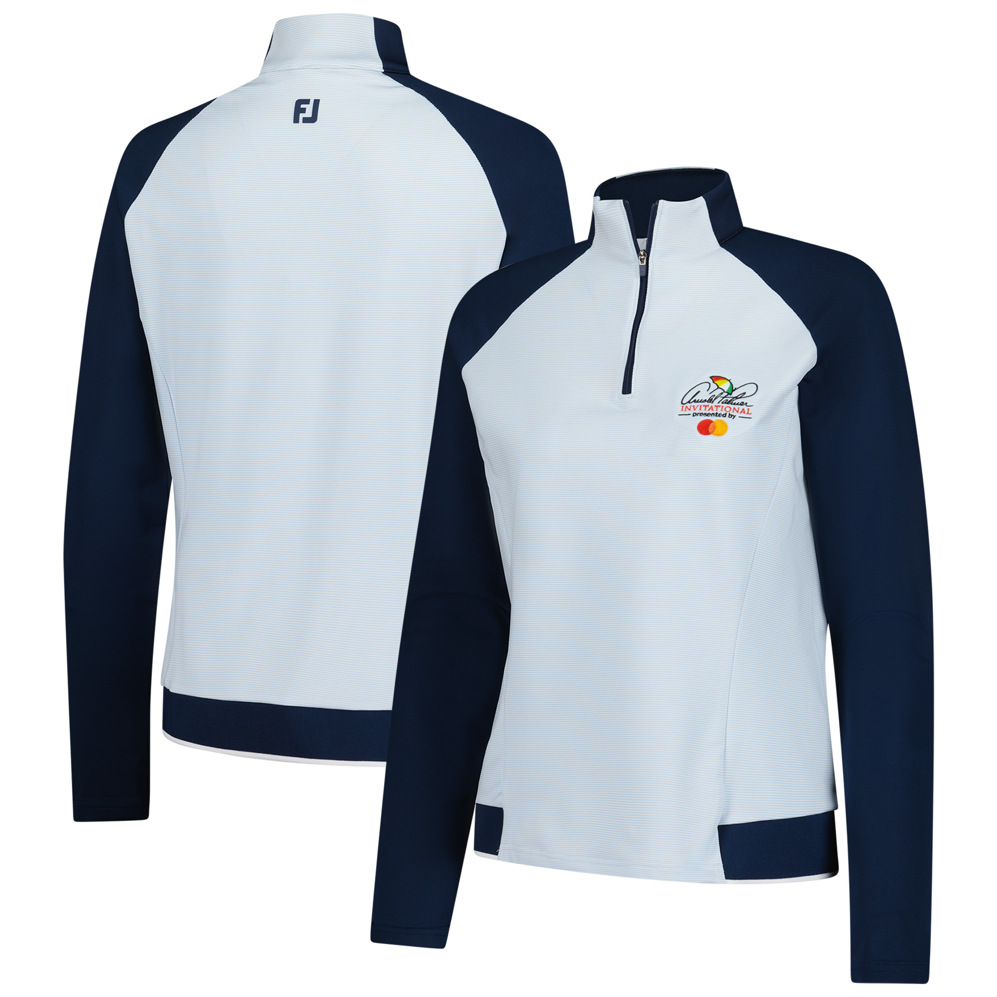 Women’s FootJoy White/Navy Arnold Palmer Invitational Striped Raglan Quarter-Zip Jacket