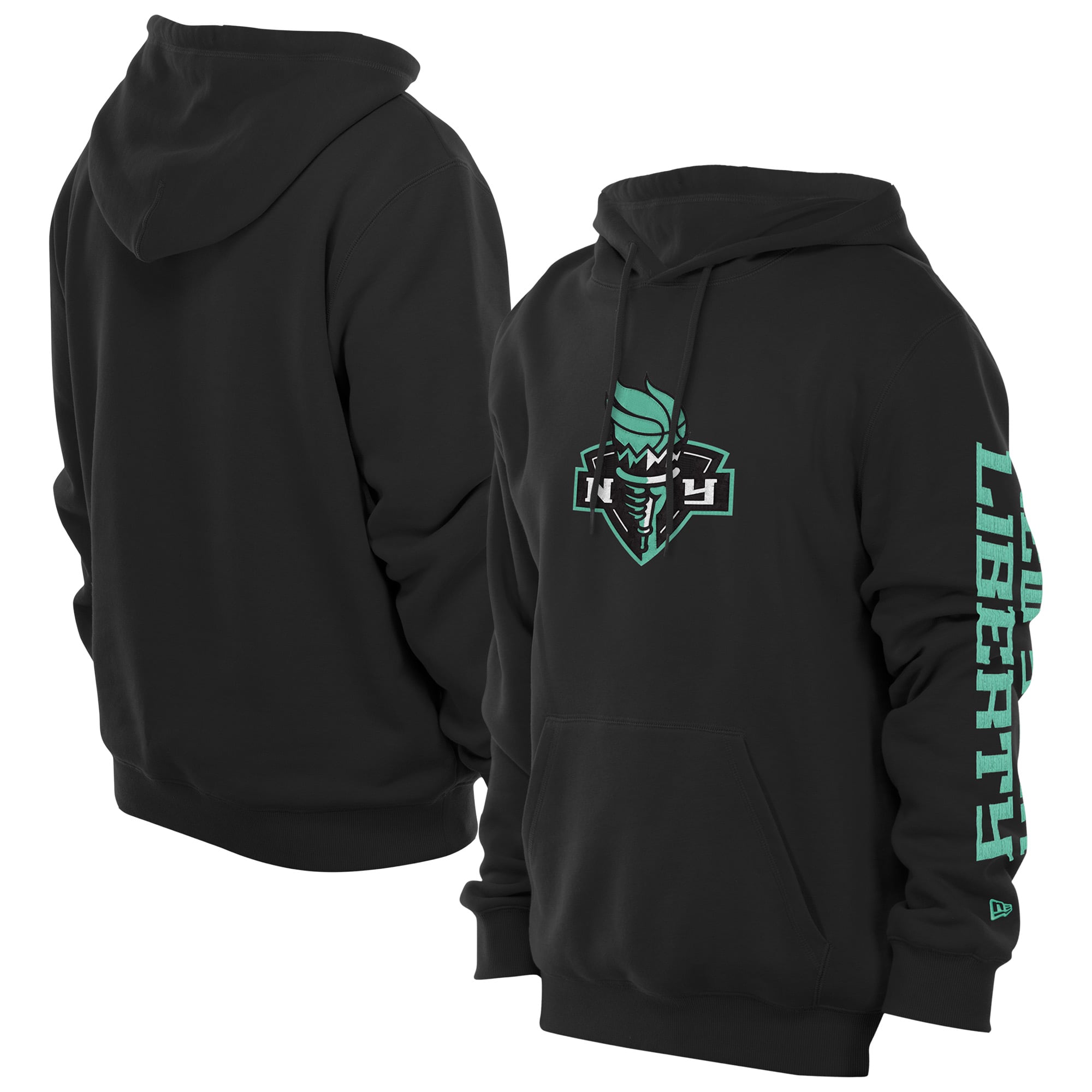 Men's New Era Black New York Liberty Wordmark Premium Fleece Pullover Hoodie
