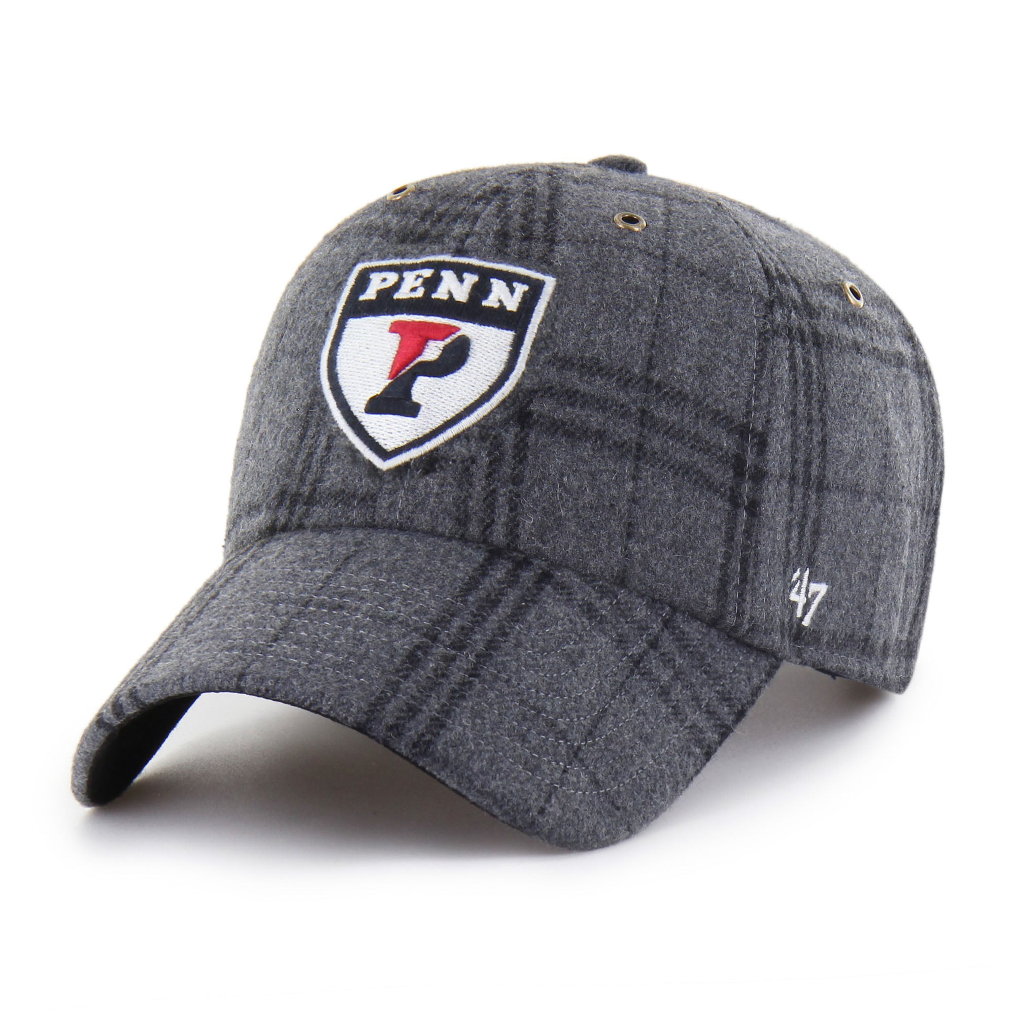 Unisex '47  Gray Pennsylvania Quakers Plaid Windowpane Clean Up Adjustable Hat