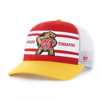 Youth '47 Red/Gold Maryland Terrapins Super Stripe Hitch Adjustable Trucker Hat