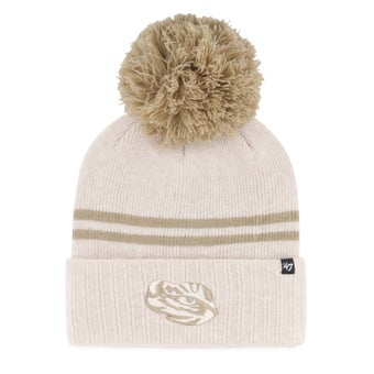 Women's '47  Natural LSU Tigers Core & Inline Latte Cuffed Knit Hat with Pom