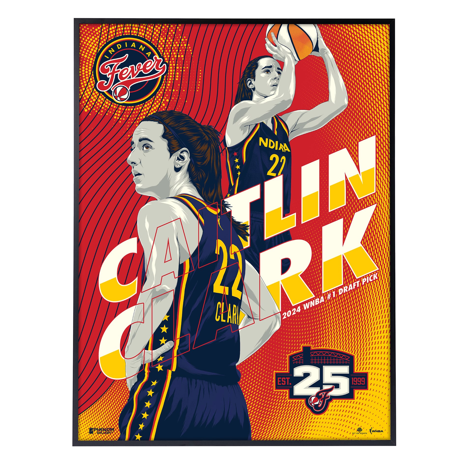 Phenom Gallery Caitlin Clark Indiana Fever WNBA Debut 18" x 24" Deluxe Framed Serigraph