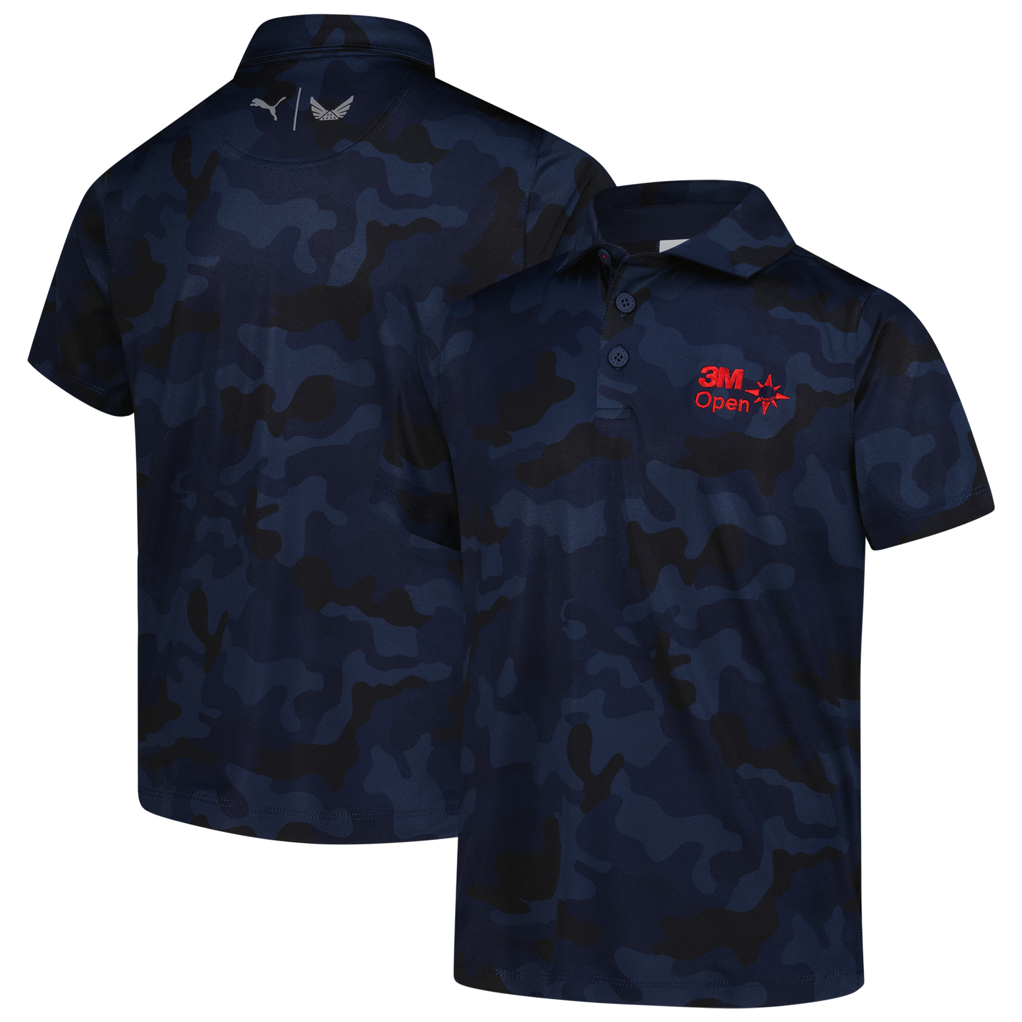 Youth Puma Navy 3M Open MATTR Volition Camo Polo Youth Puma Navy 3M Open MATTR Volition Camo Polo