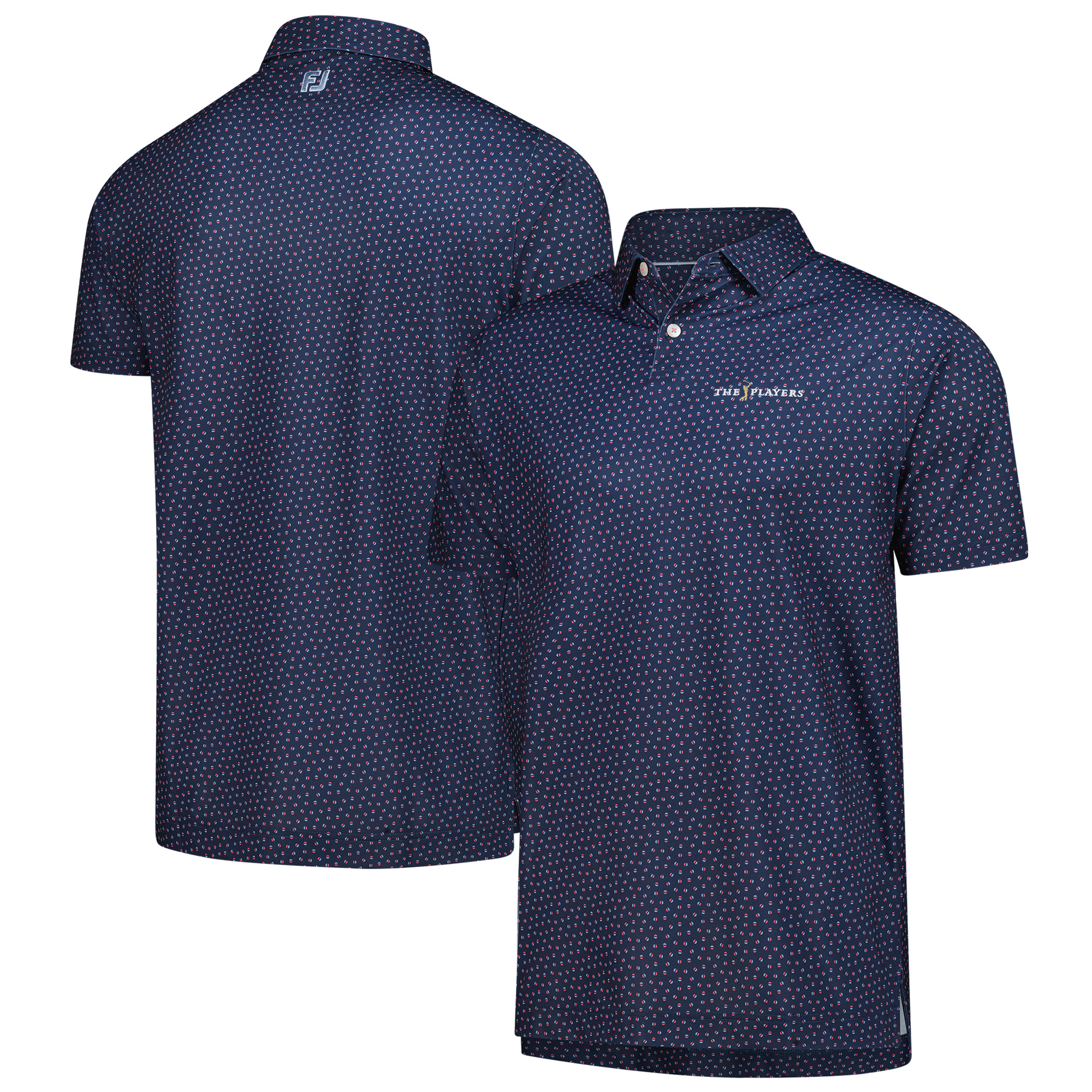 Men's FootJoy  Navy THE PLAYERS ProDry Bounce Print Stretch Pique Polo