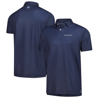 Men's FootJoy  Navy THE PLAYERS ProDry Bounce Print Stretch Pique Polo
