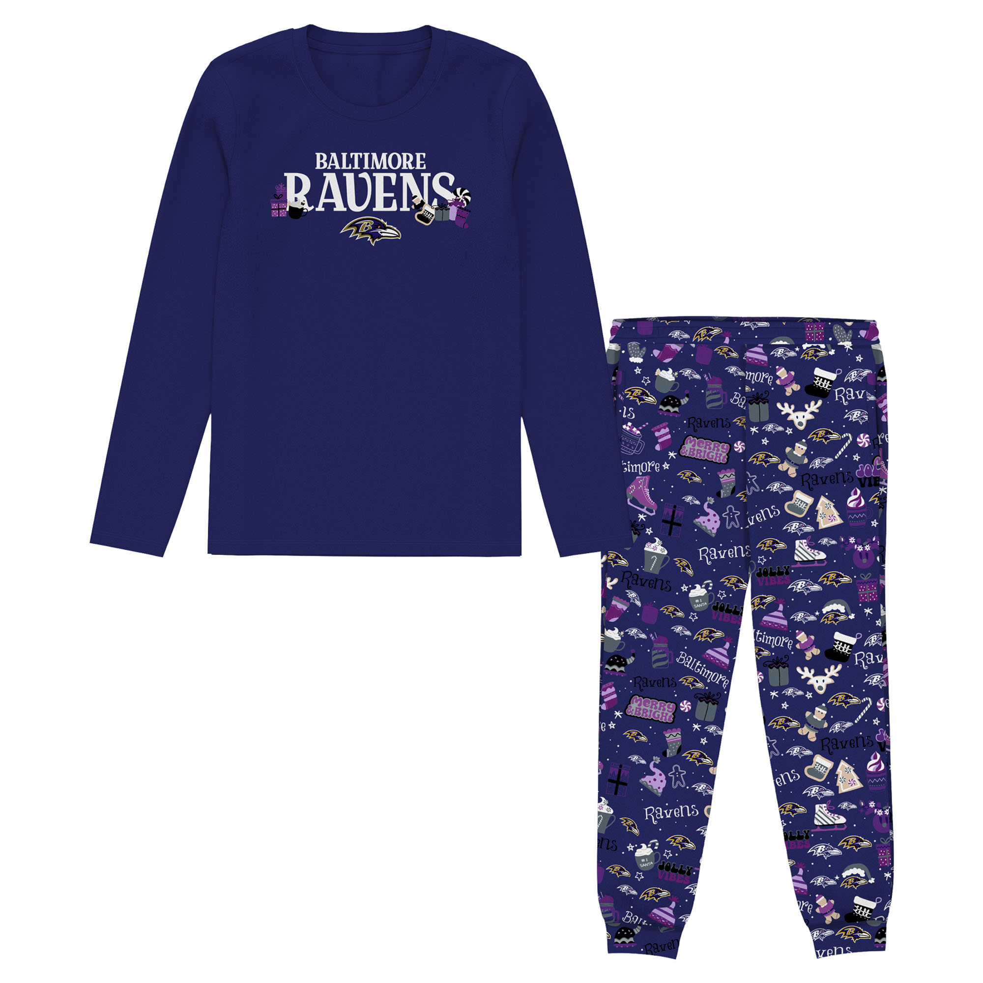 Preschool Outerstuff Purple Baltimore Ravens Chestnut Holiday Sleep Set