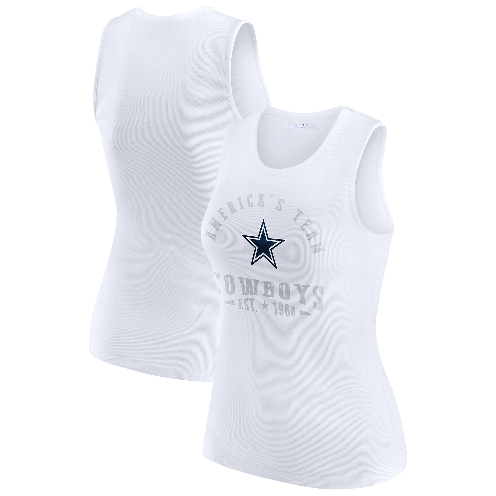 Women's WEAR by Erin Andrews White Dallas Cowboys Ribbed Graphic Tank Top