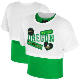 Girl's Youth Colosseum  White Oregon Ducks Gale Cropped 2Fer Top