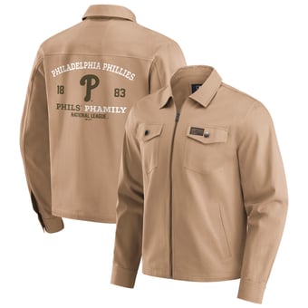 Men's Darius Rucker Collection by Fanatics Tan Philadelphia Phillies Distressed Washed Full-Zip Jacket