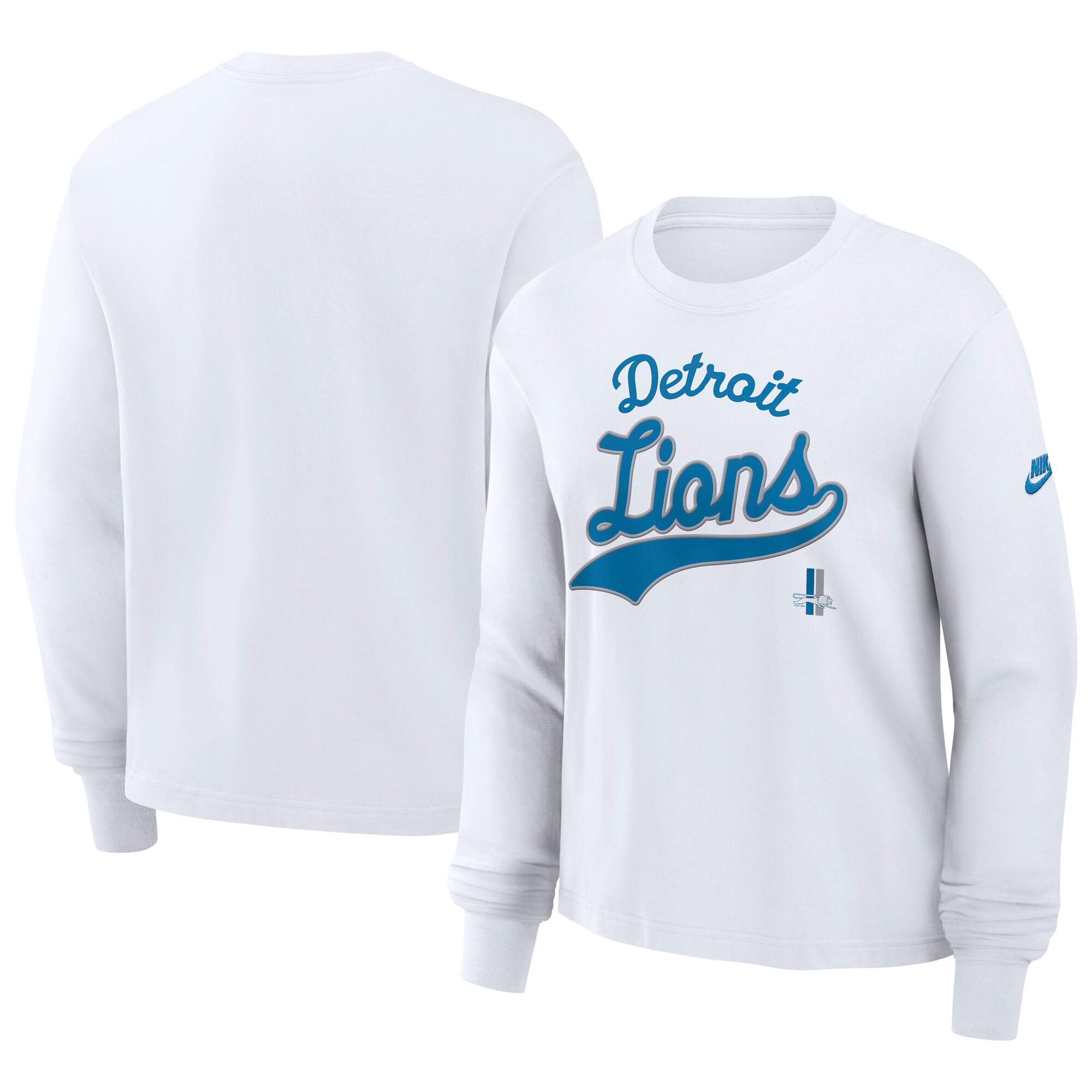 Women's Nike White Detroit Lions Essential Long Sleeve Boxy T-Shirt
