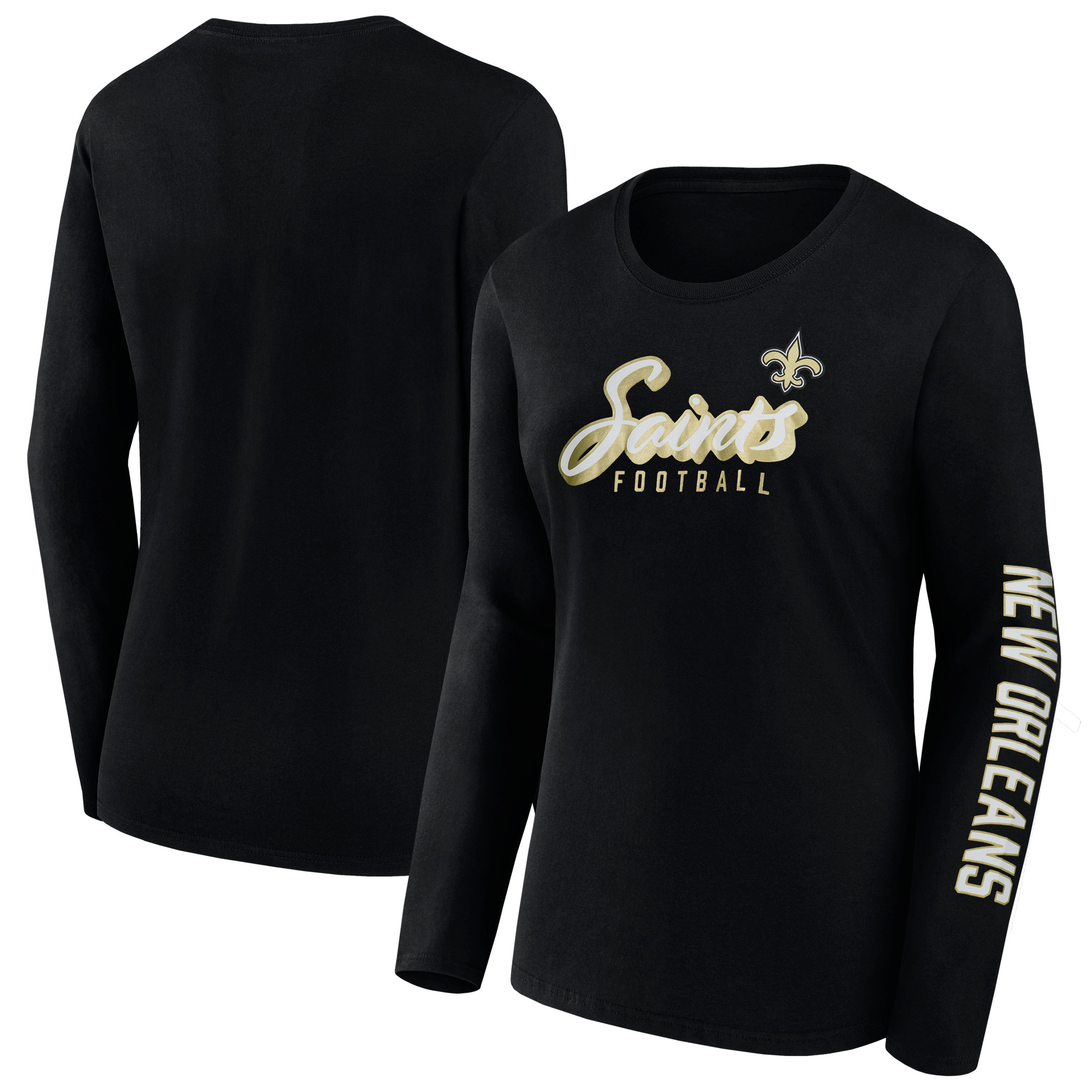 Women's Fanatics Black New Orleans Saints Cheerleader Long Sleeve T-Shirt