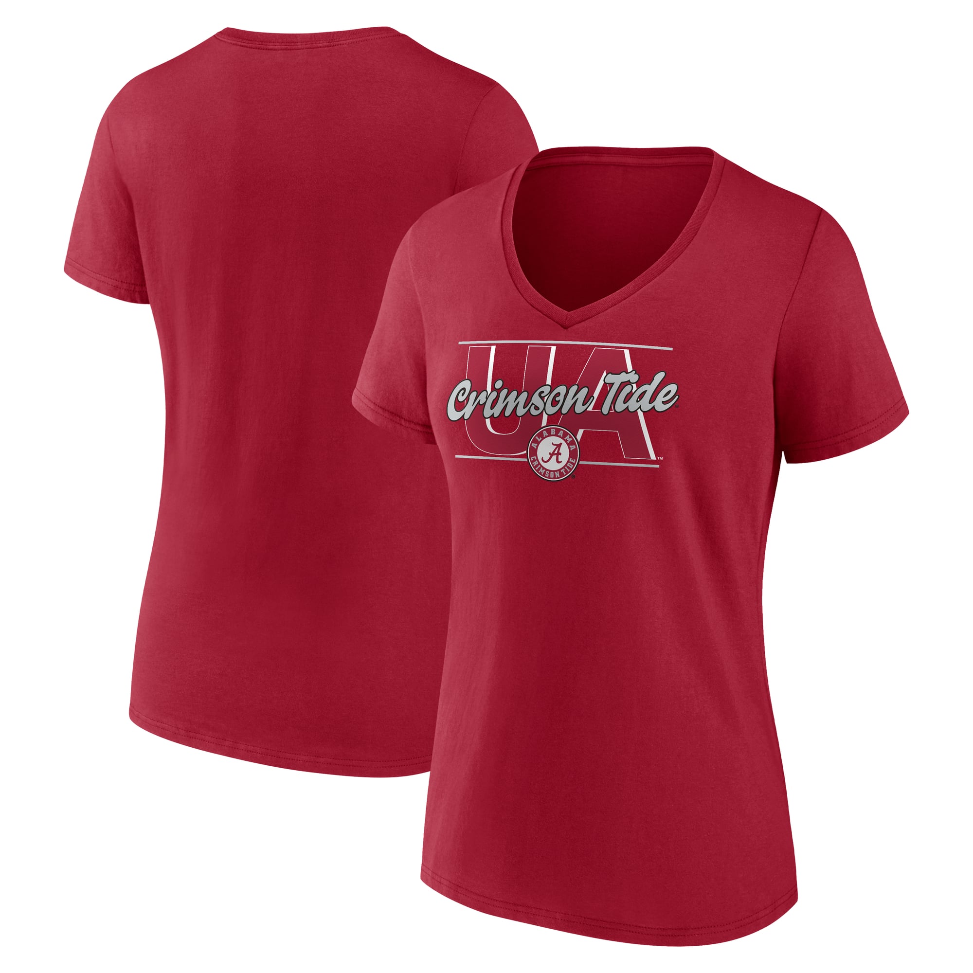 Women's Fanatics Crimson Alabama Crimson Tide Initials V-Neck T-Shirt