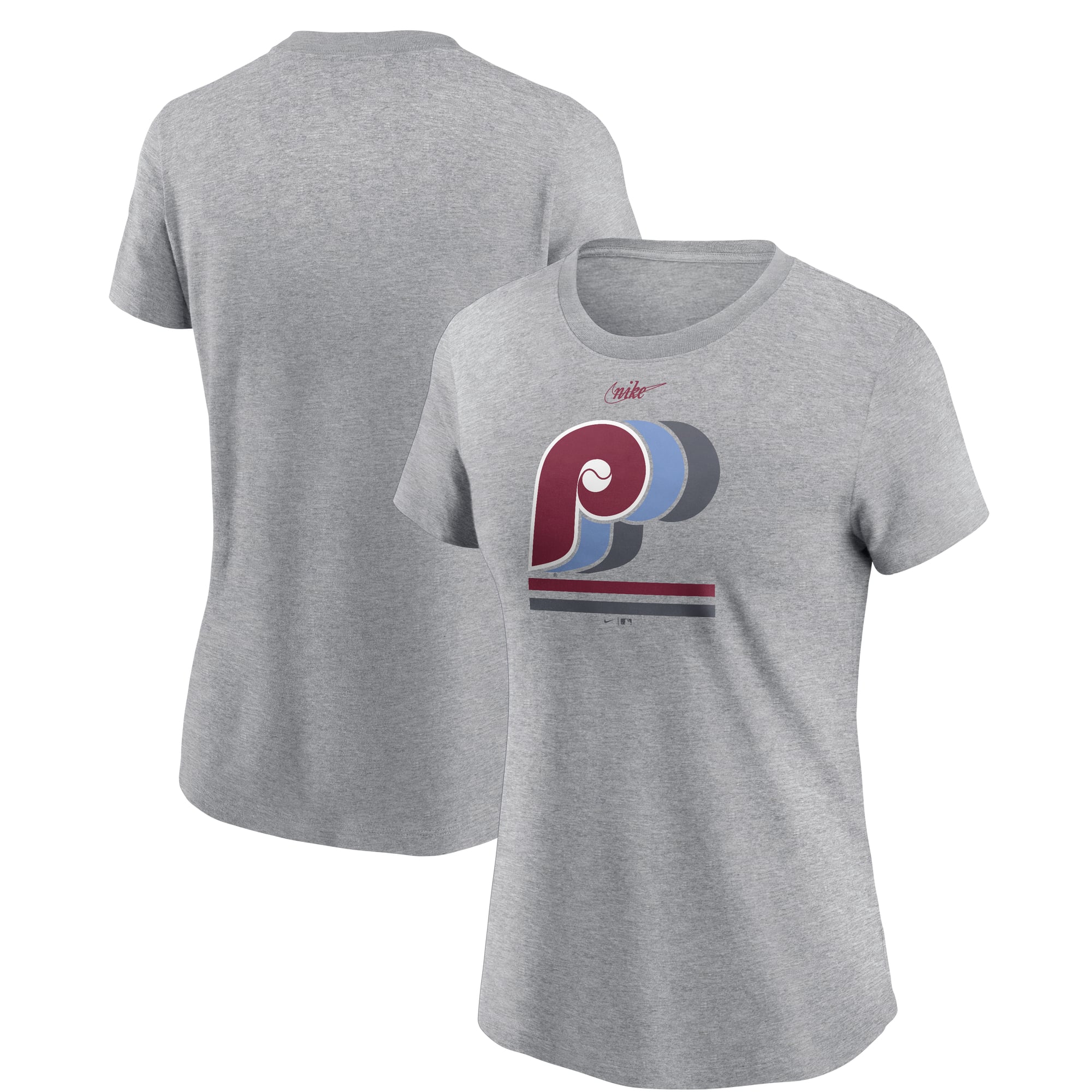 Women's Nike Heather Gray Philadelphia Phillies Logo T-Shirt