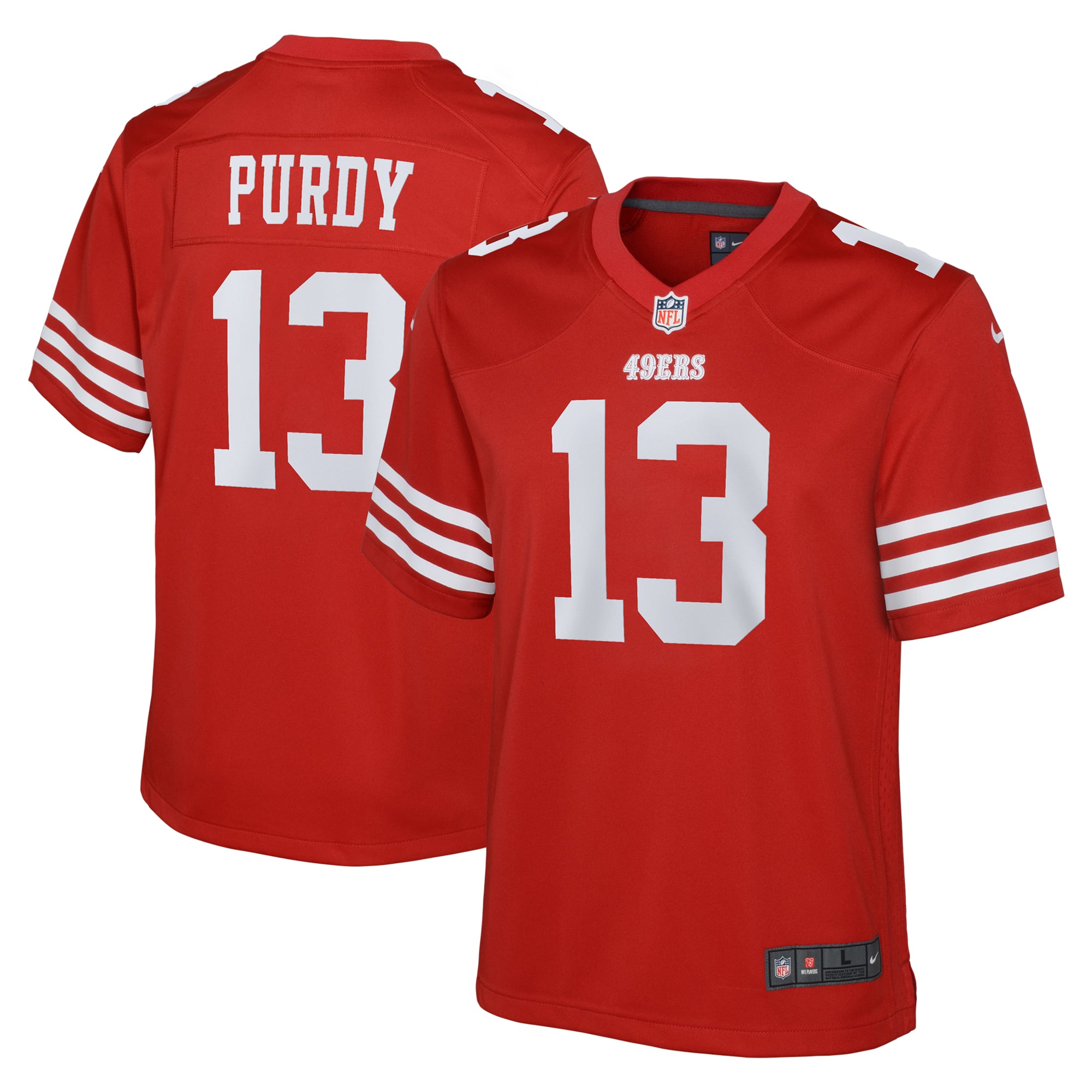 Camiseta Nike Game de la 1ª equipación del San Francisco 49ers - Escarlata - Brock Purdy - Jóvenes
